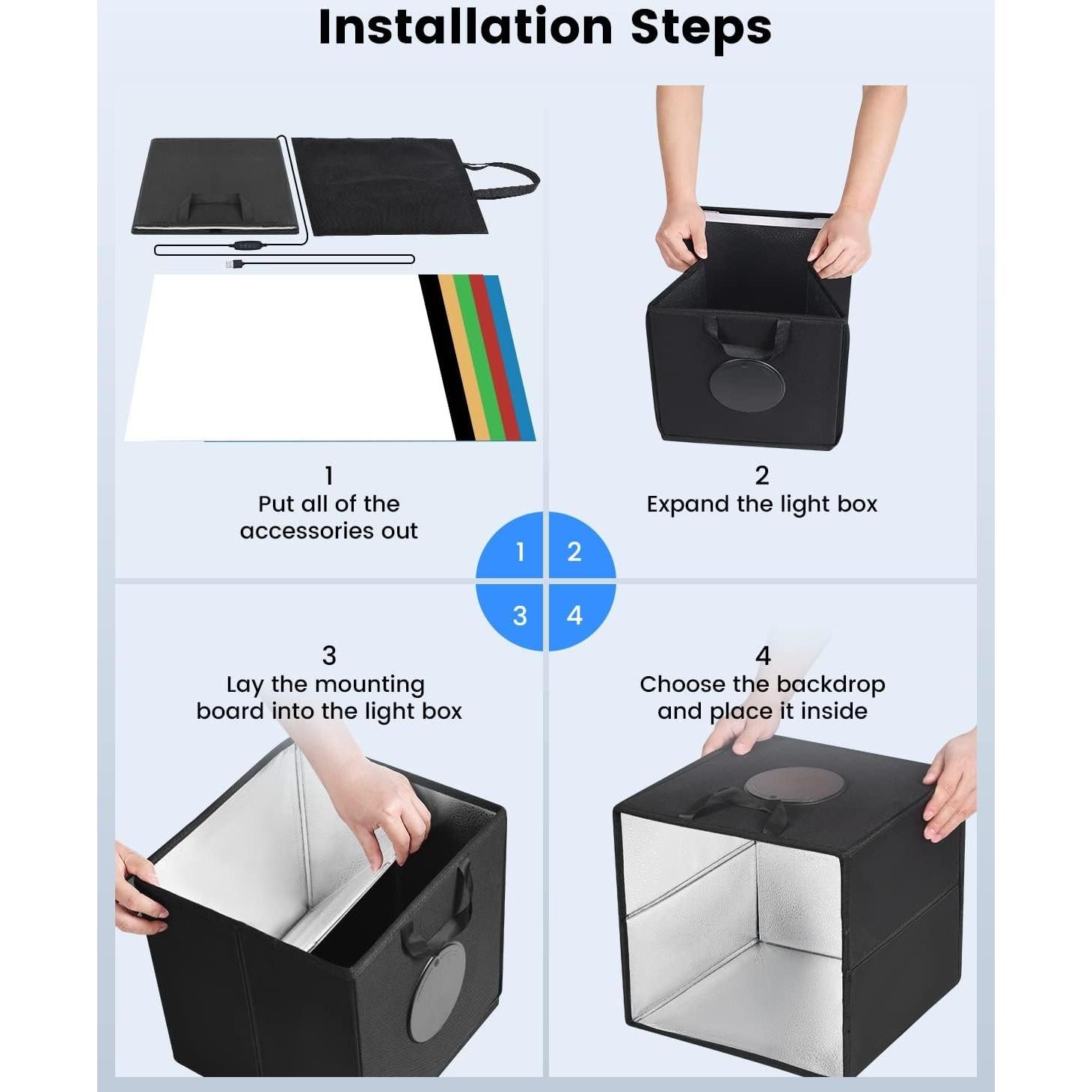 Caja de Luz de Estudio Fotográfico Fasonic 30x30cm con 120 LED
