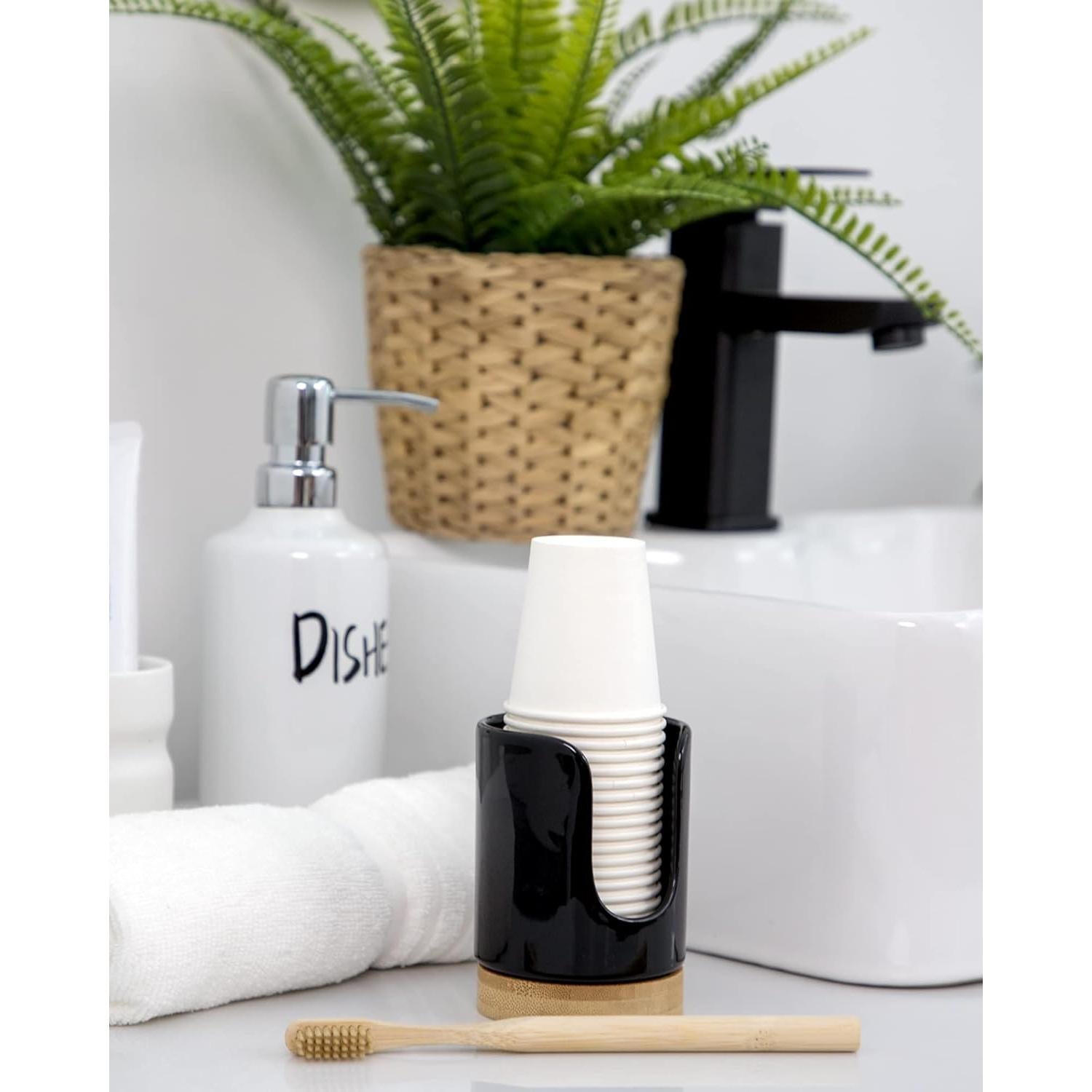 Dispensador de Tazas de Cerámica Viosuniu 3oz Negro