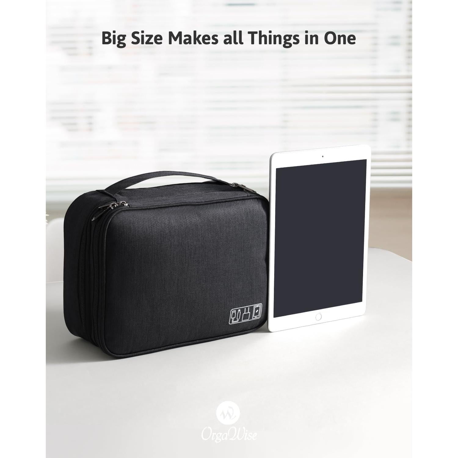 Organizador de Cables de Viaje OrgaWise 3 Capas Negro 28x21x9cm