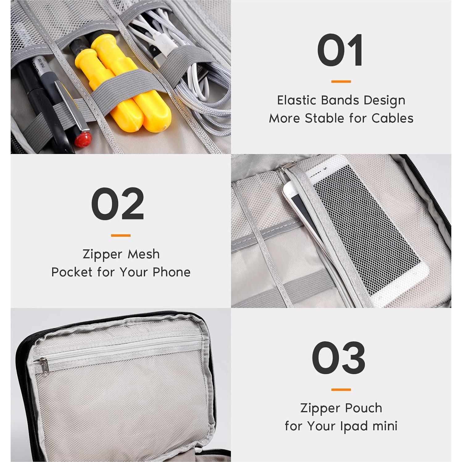 Organizador de Cables de Viaje OrgaWise 3 Capas Negro 28x21x9cm