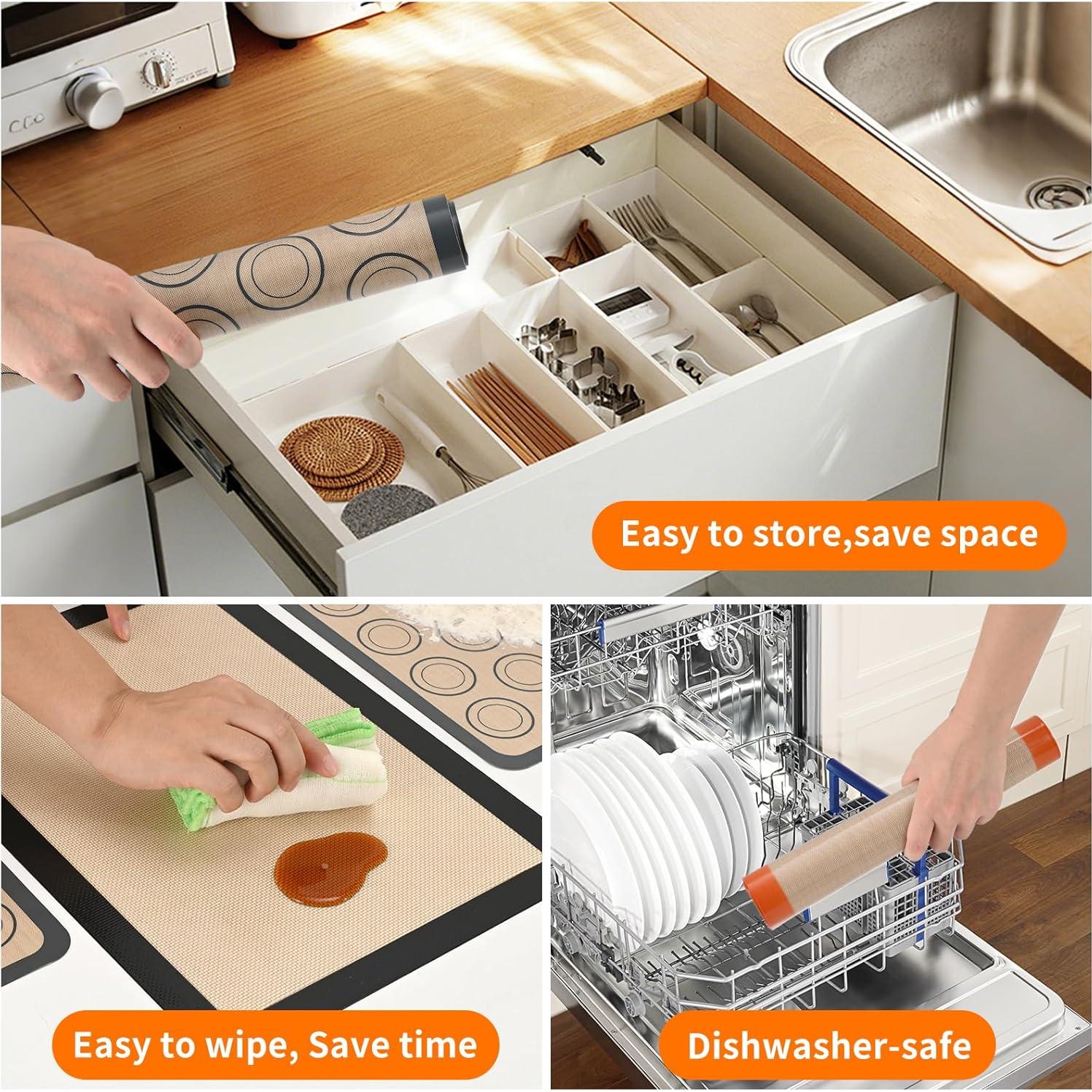 Paquete de 2 Tapetes de Silicona Reutilizables Luckyiren 42x29.5cm