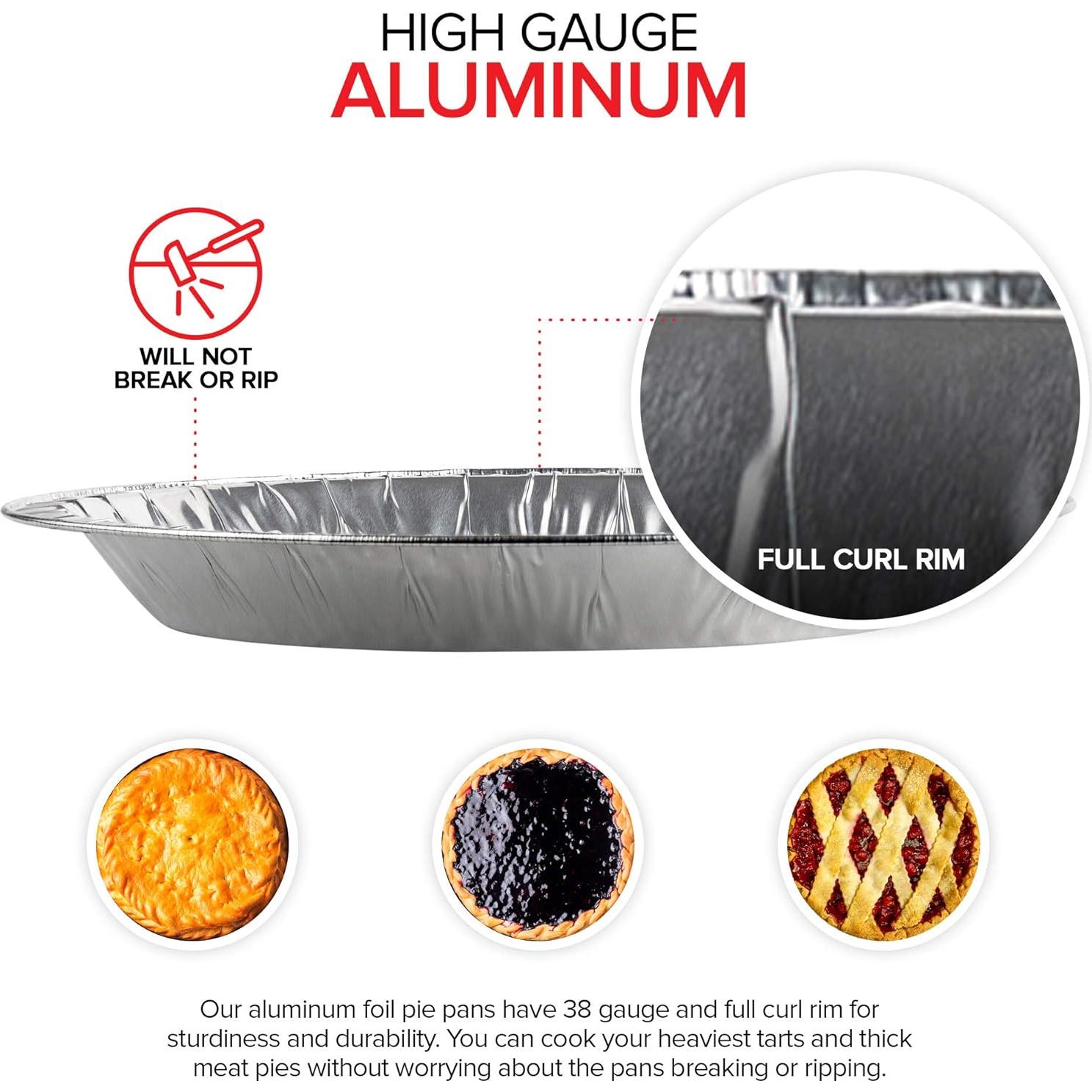 Stock Your Home 9 Inch Aluminum Tart Pie Pans (10 Count) - Disposable & Recyclable Large Pie Pan - Foil Pie Tin for Bakeries, Cafes, Restaurants - Durable Large Foil Pans for Pies, Fruit Tarts, Quiche