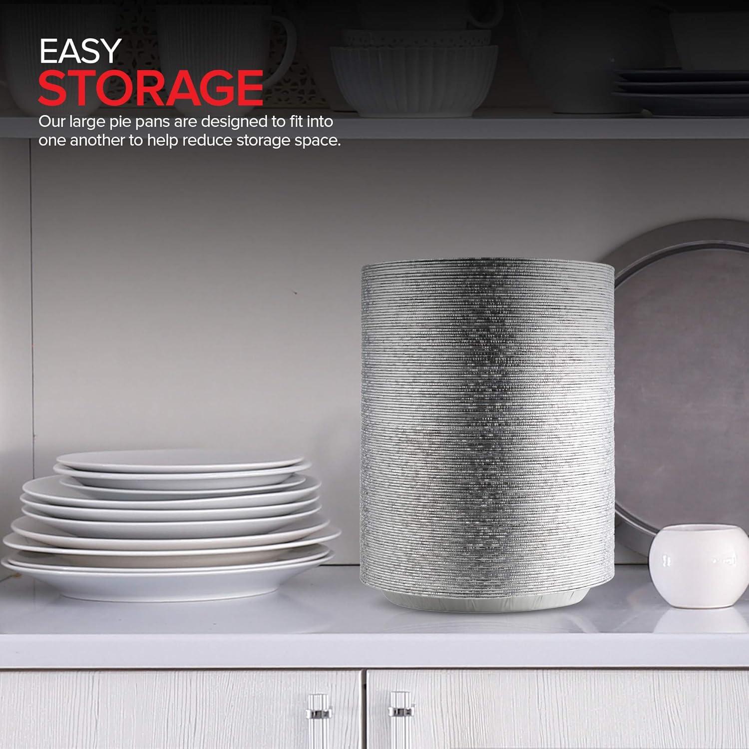 Stock Your Home 9 Inch Aluminum Tart Pie Pans (10 Count) - Disposable & Recyclable Large Pie Pan - Foil Pie Tin for Bakeries, Cafes, Restaurants - Durable Large Foil Pans for Pies, Fruit Tarts, Quiche