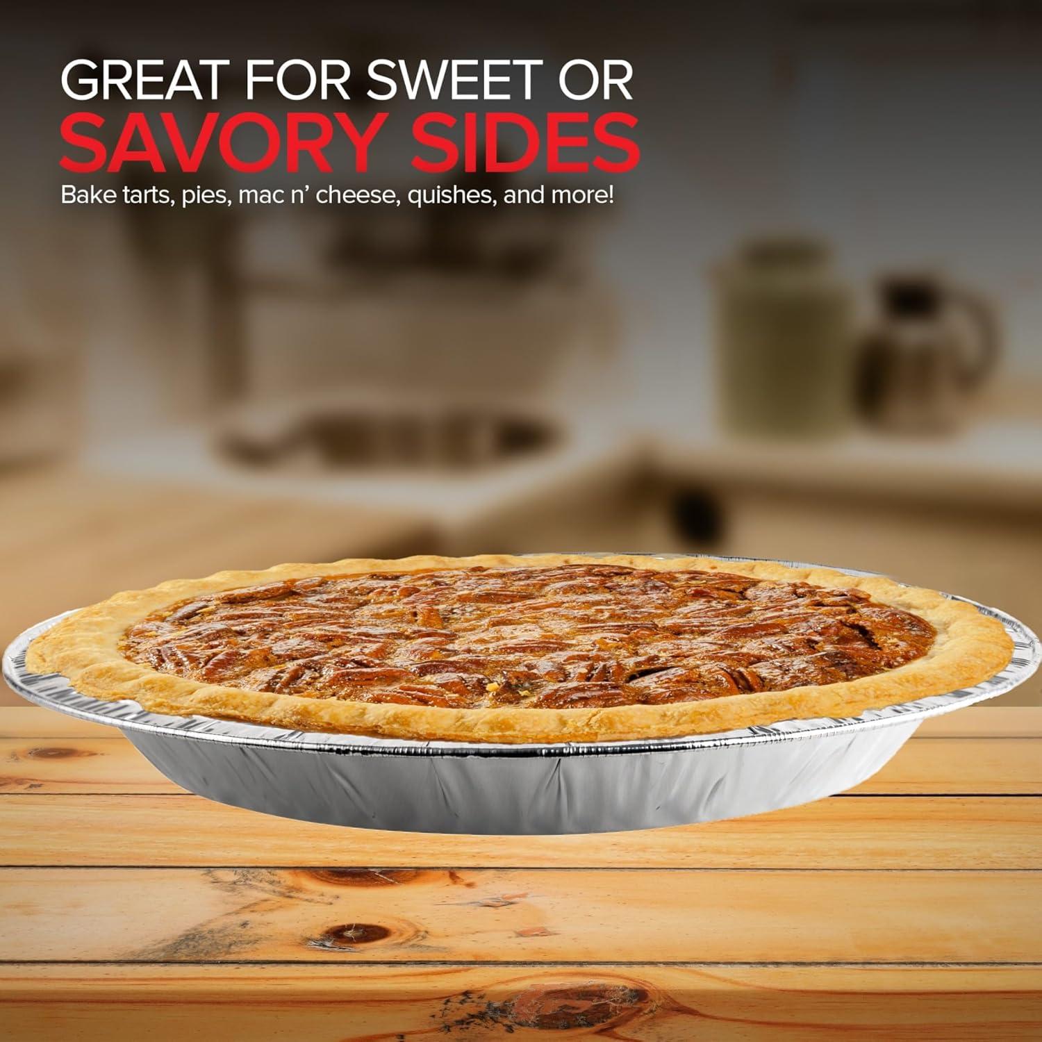 Stock Your Home 9 Inch Aluminum Tart Pie Pans (10 Count) - Disposable & Recyclable Large Pie Pan - Foil Pie Tin for Bakeries, Cafes, Restaurants - Durable Large Foil Pans for Pies, Fruit Tarts, Quiche