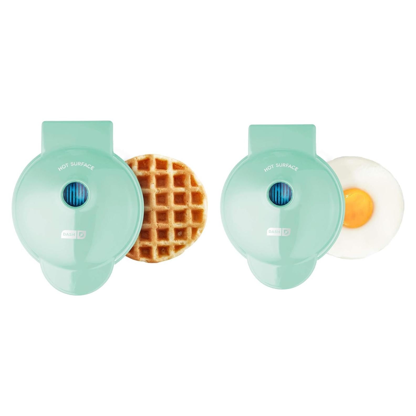 Mini Waffle Maker y Plancha DASH Aqua - Paquete de 2