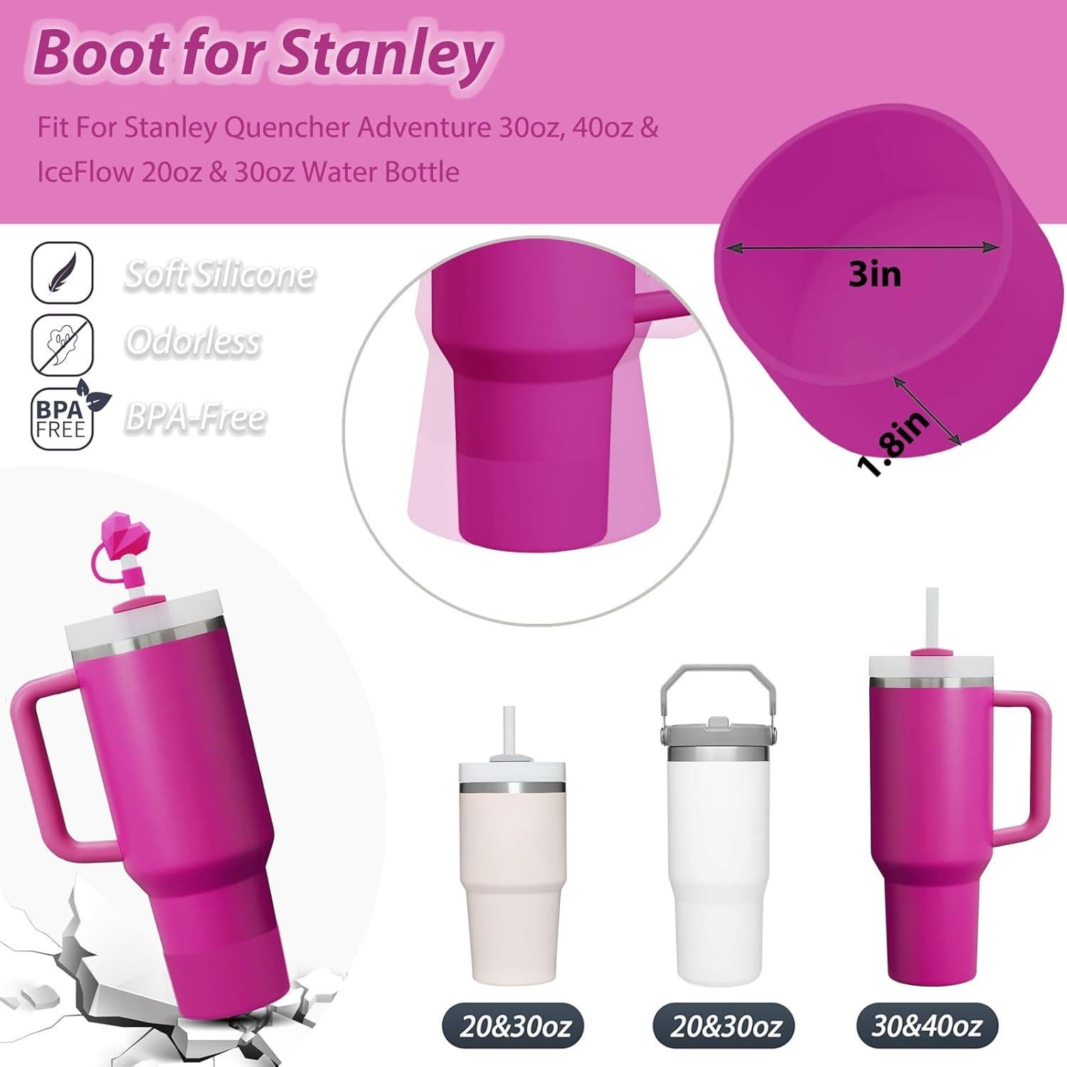 Juego de Accesorios Stanley Cup 6 Piezas Silicona Fucsia