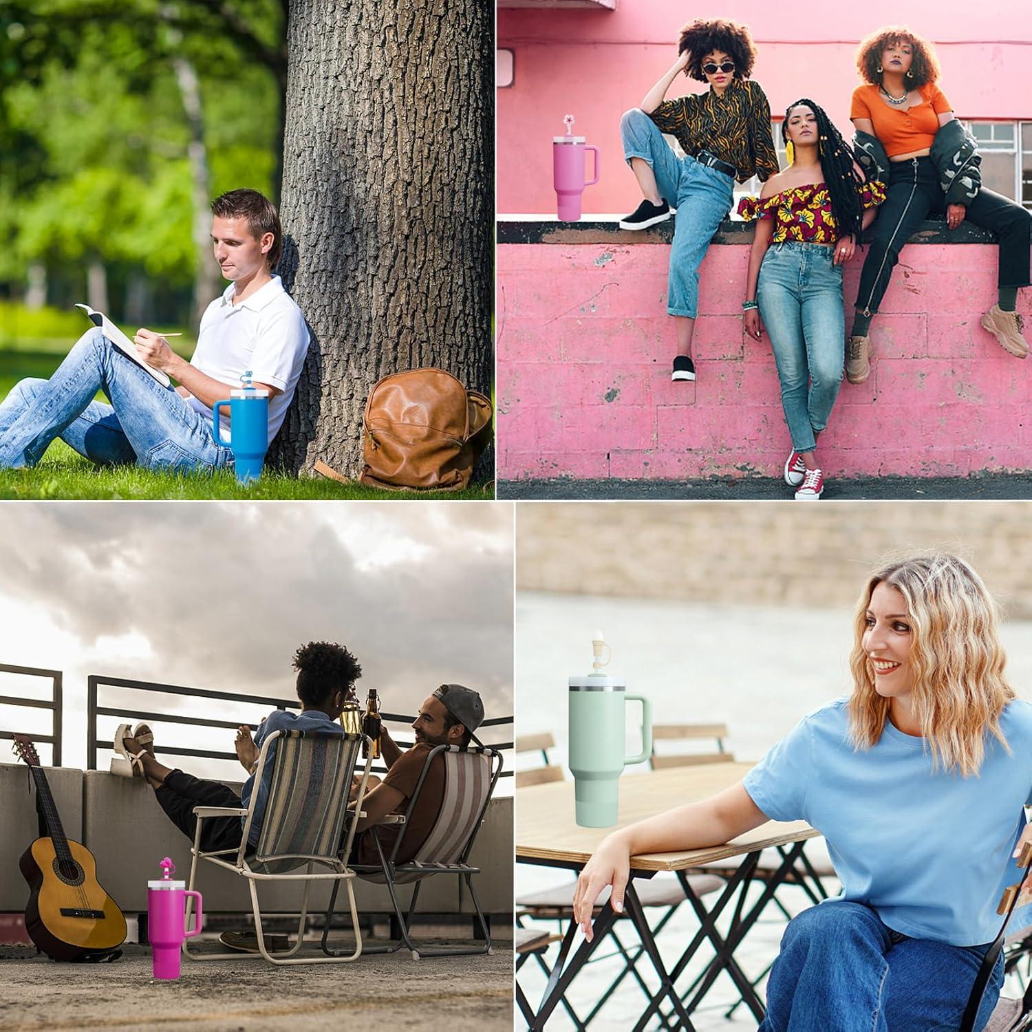 Juego de Accesorios Stanley Cup 6 Piezas Silicona Fucsia