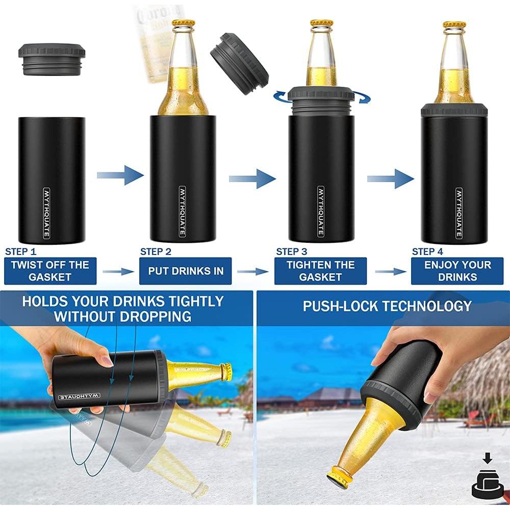 Enfriador de Latas 3 en 1 MYTHQUATE Acero Inoxidable Negro