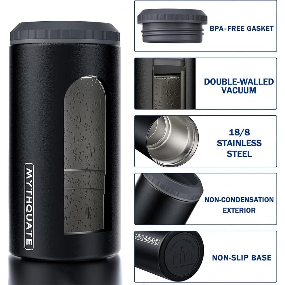 Enfriador de Latas 3 en 1 MYTHQUATE Acero Inoxidable Negro