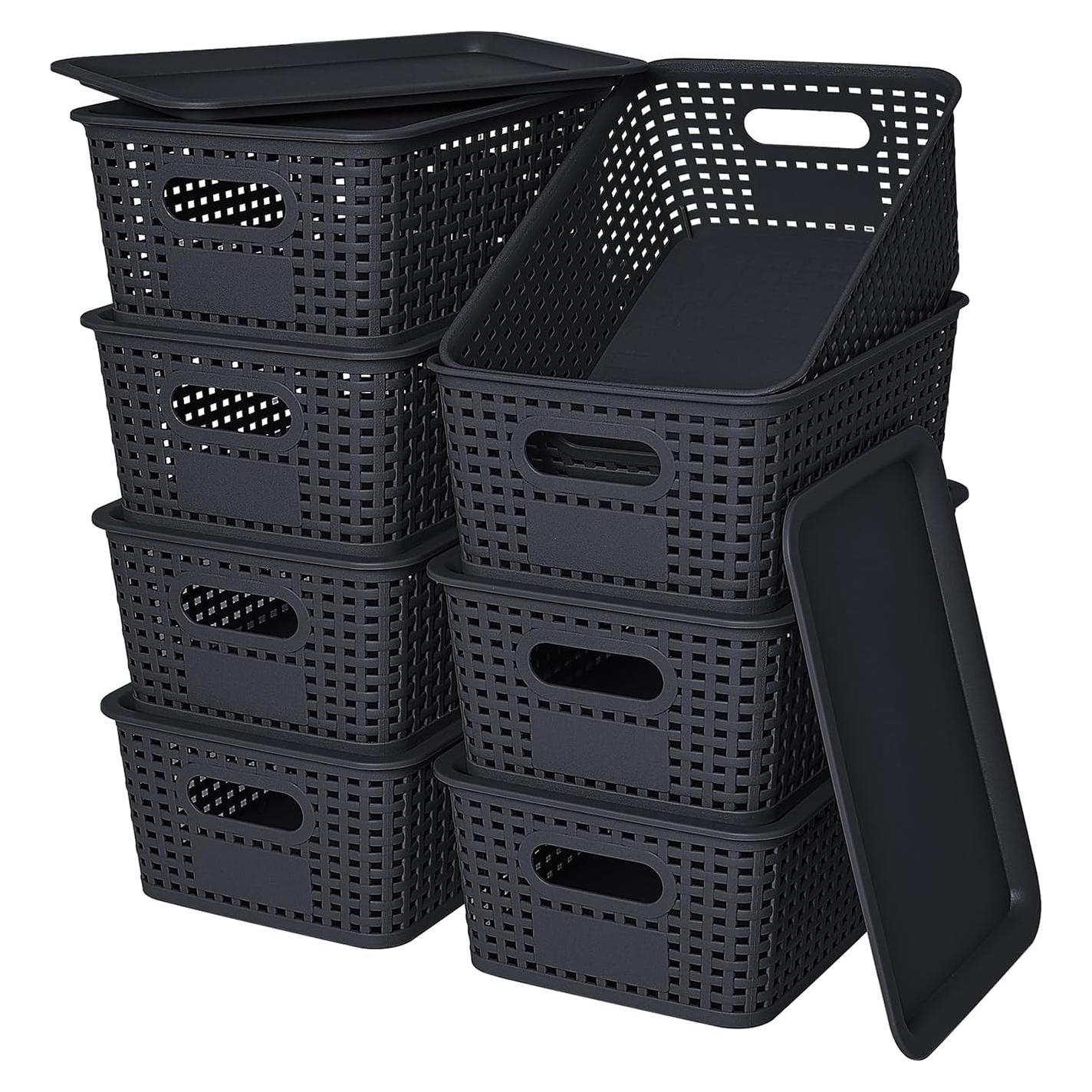 Cestas de Almacenamiento Apilables Ohmlove 8 Paquetes 25.9x18.3cm