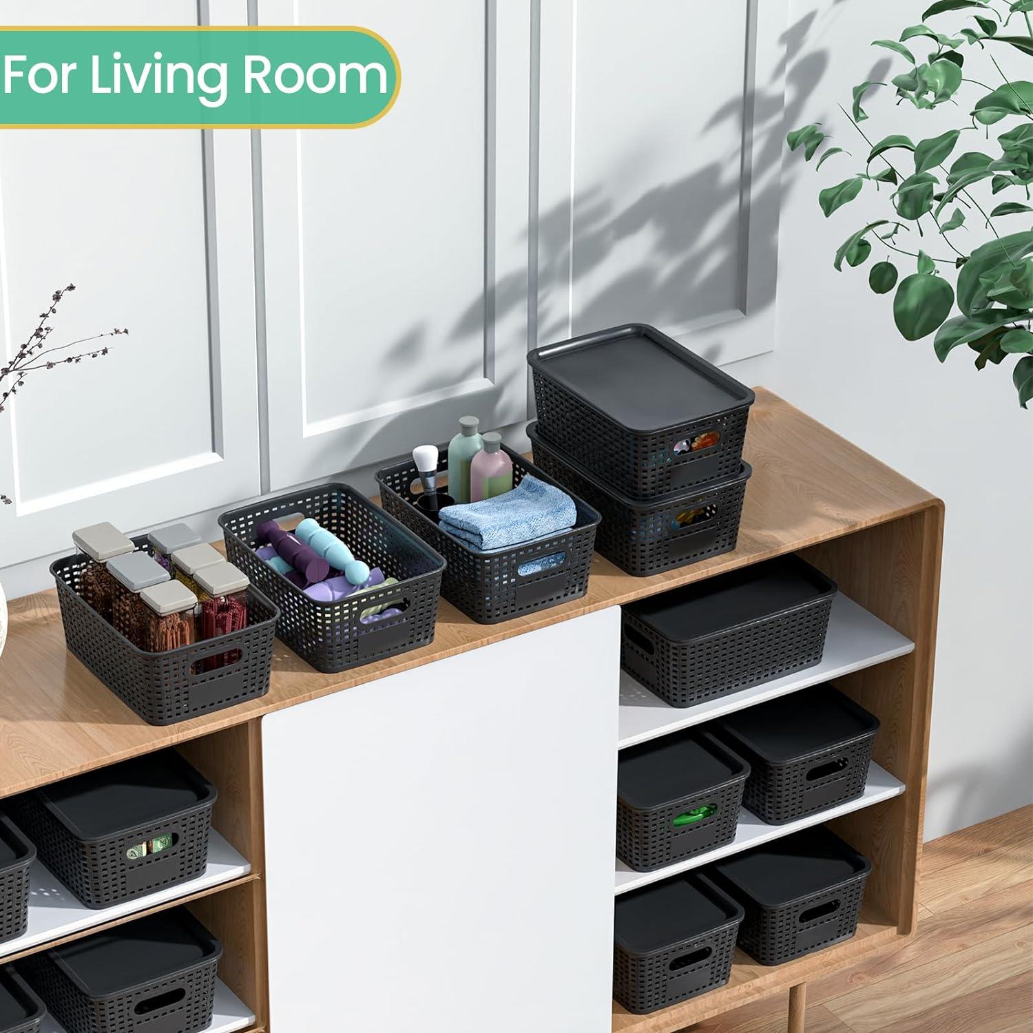 Cestas de Almacenamiento Apilables Ohmlove 8 Paquetes 25.9x18.3cm