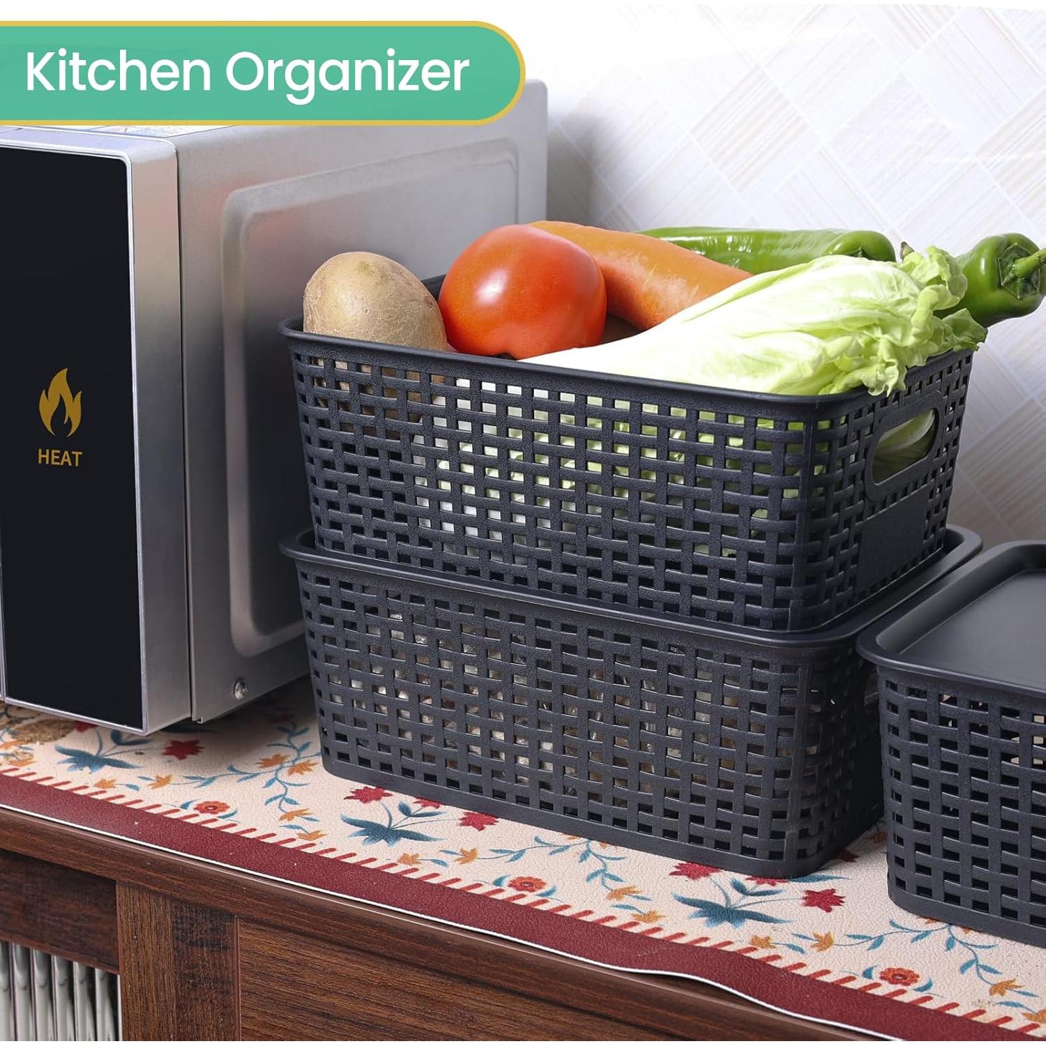 Cestas de Almacenamiento Apilables Ohmlove 8 Paquetes 25.9x18.3cm