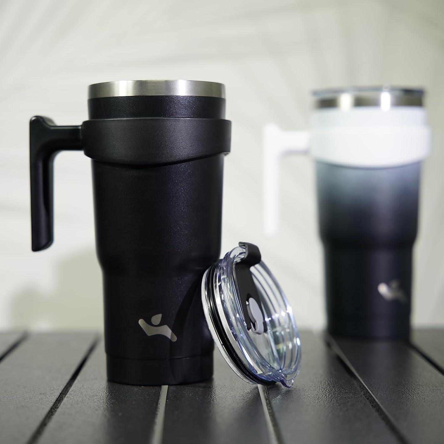 Taza Aislada Konokyo 1.19 kg 40 oz Negra con Asa y Popotes