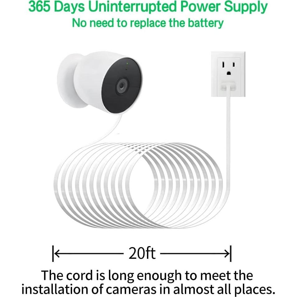 Adaptador de Corriente y Cable 6m para Nest Cam 2da Gen - JJMASEE