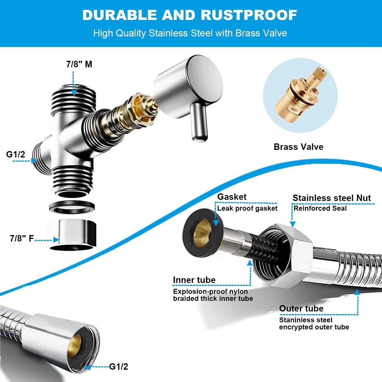 Rociador de Bidet de Mano Aukomer BD Acero Inoxidable Ajustable