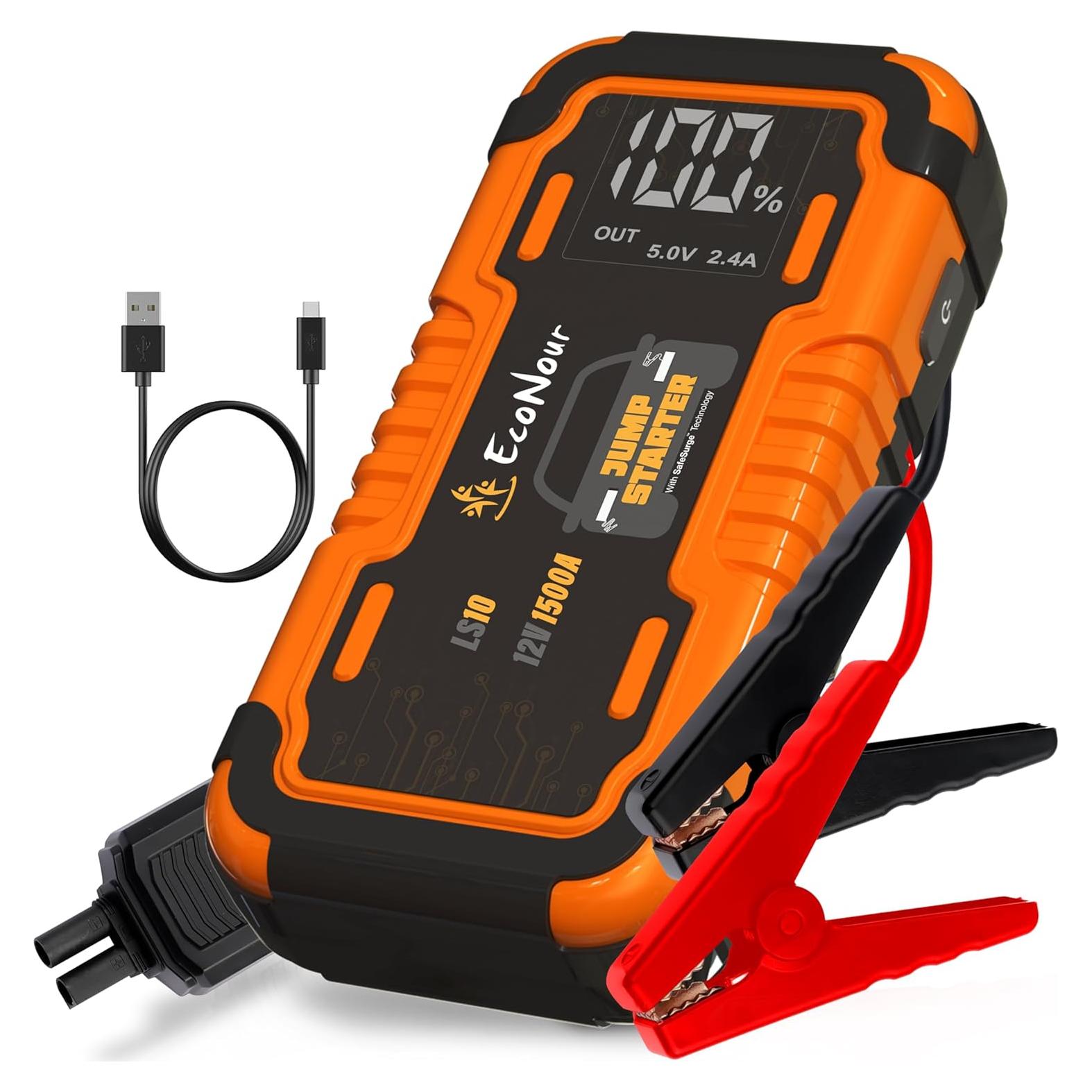 EcoNour Arrancador de Batería 1500A con Linterna LED