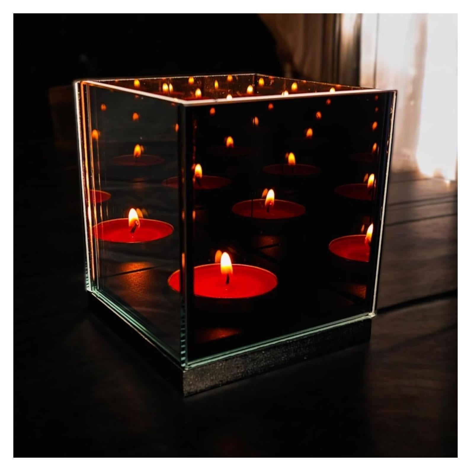 Soporte de Vela Tealight AlyMack con Espejo Infinito 1 Ranura