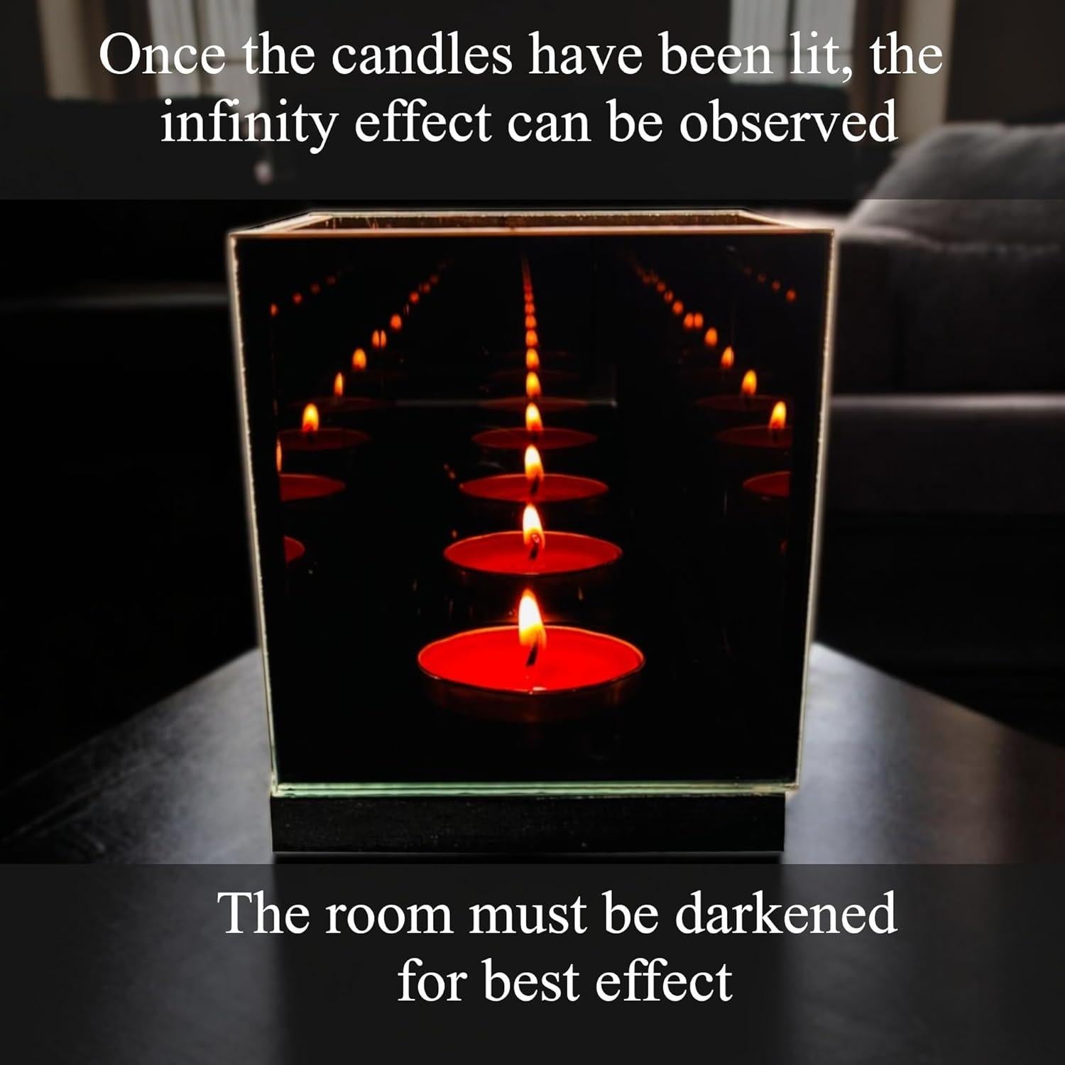 Soporte de Vela Tealight AlyMack con Espejo Infinito 1 Ranura