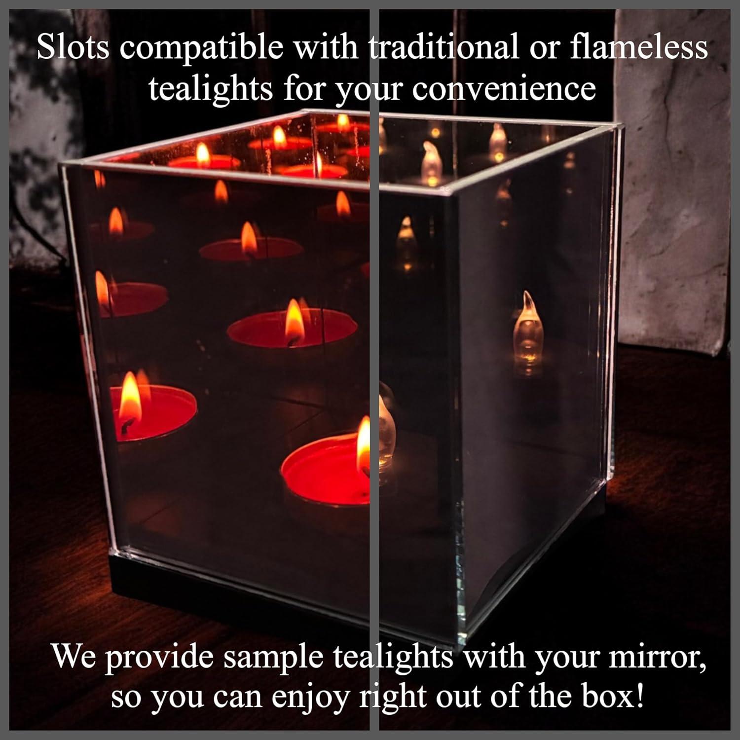 Soporte de Vela Tealight AlyMack con Espejo Infinito 1 Ranura