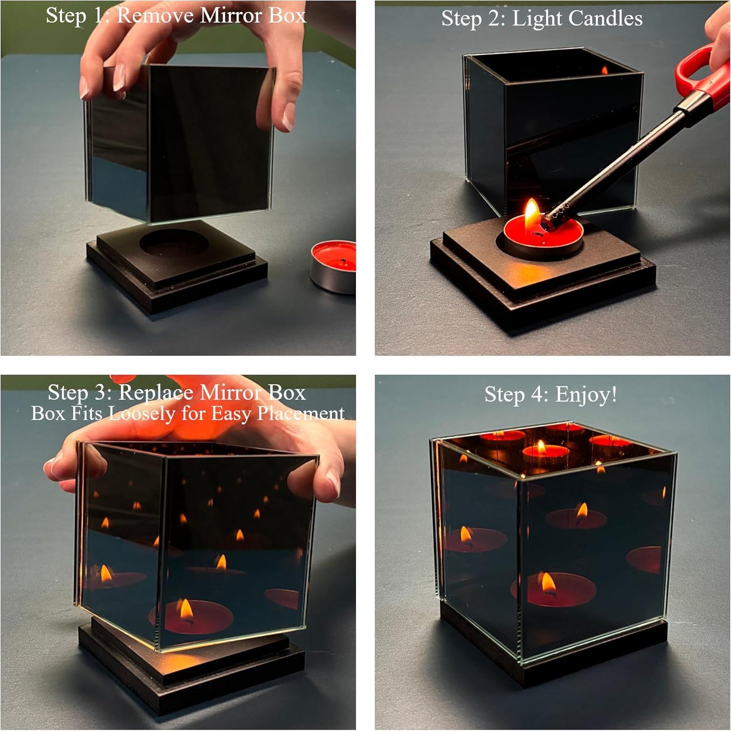 Soporte de Vela Tealight AlyMack con Espejo Infinito 1 Ranura