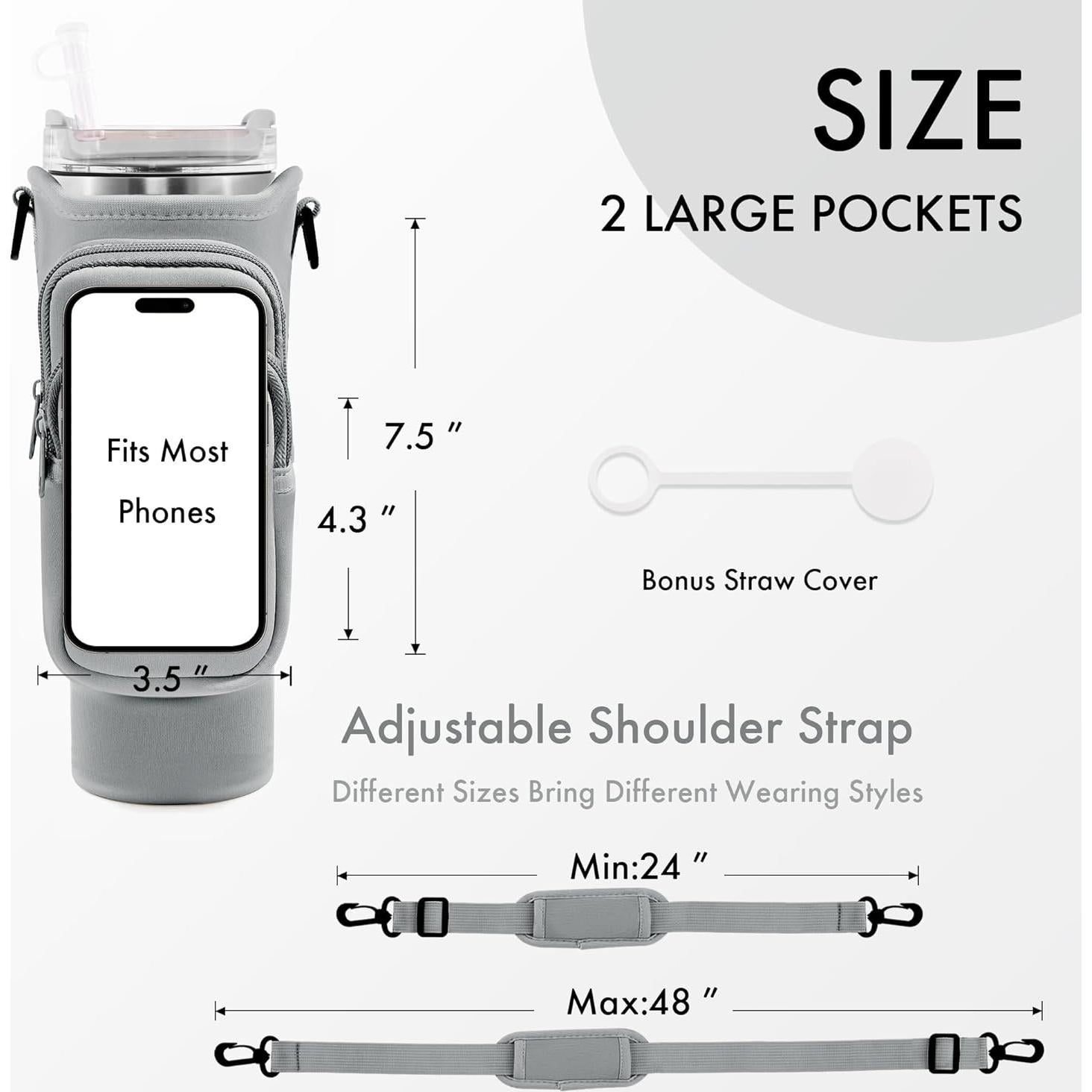 Bolsa Portabotellas JEBEALUO para Stanley Cup 30 oz con Bolsillo