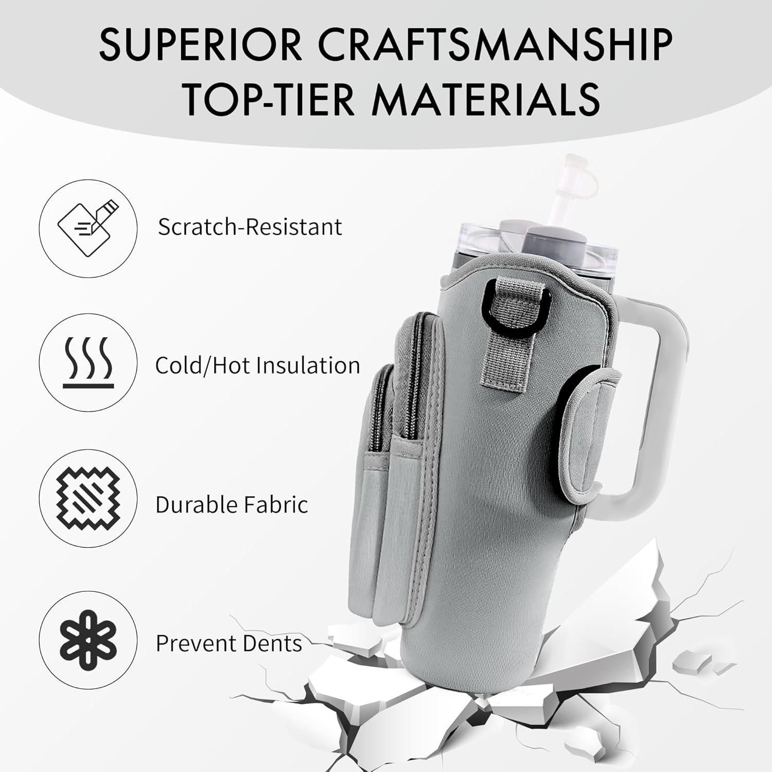 Bolsa Portabotellas JEBEALUO para Stanley Cup 30 oz con Bolsillo