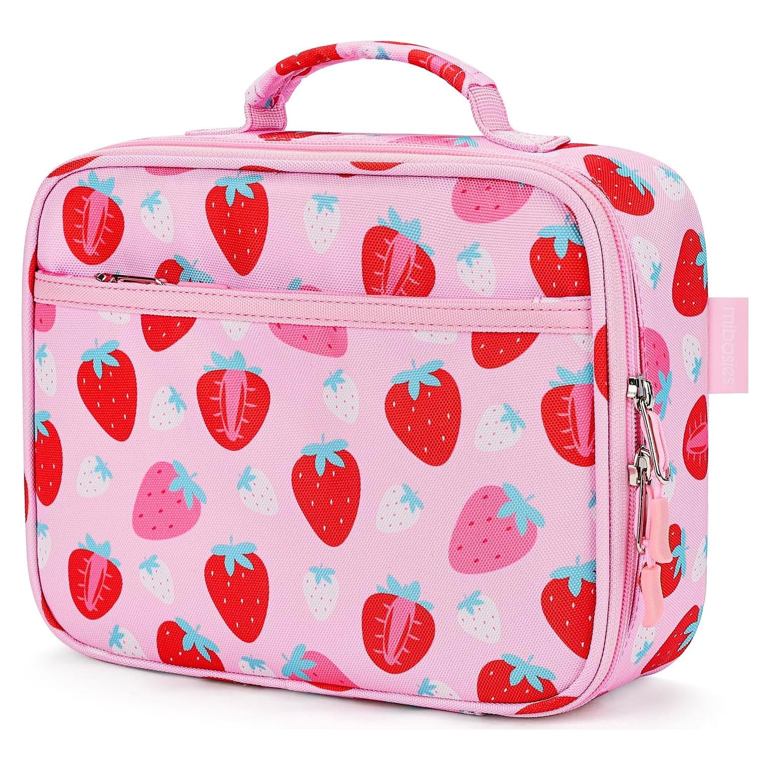 Caja de Almuerzo Aislada Mibasis para Niñas - Fresa Rosa 2.5L