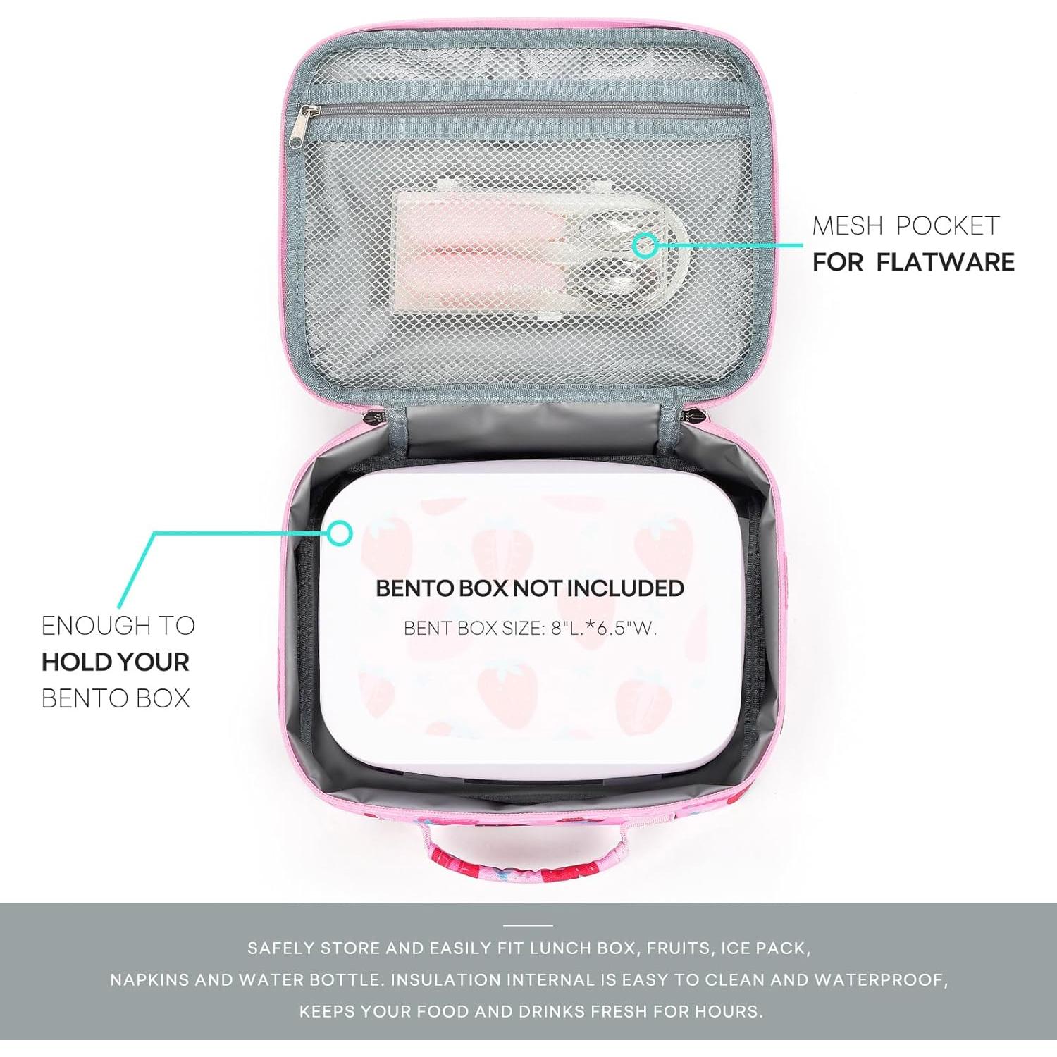 Caja de Almuerzo Aislada Mibasis para Niñas - Fresa Rosa 2.5L