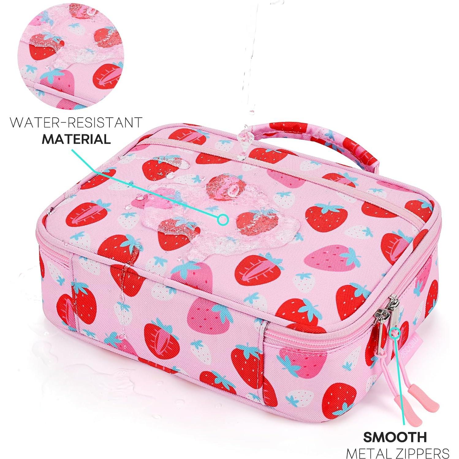 Caja de Almuerzo Aislada Mibasis para Niñas - Fresa Rosa 2.5L