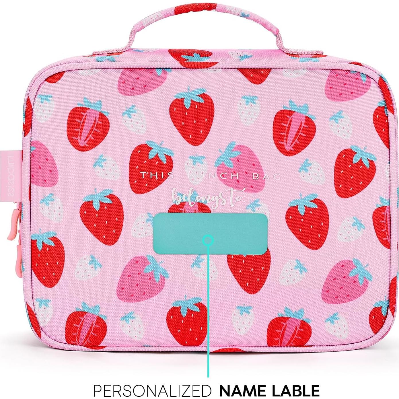 Caja de Almuerzo Aislada Mibasis para Niñas - Fresa Rosa 2.5L