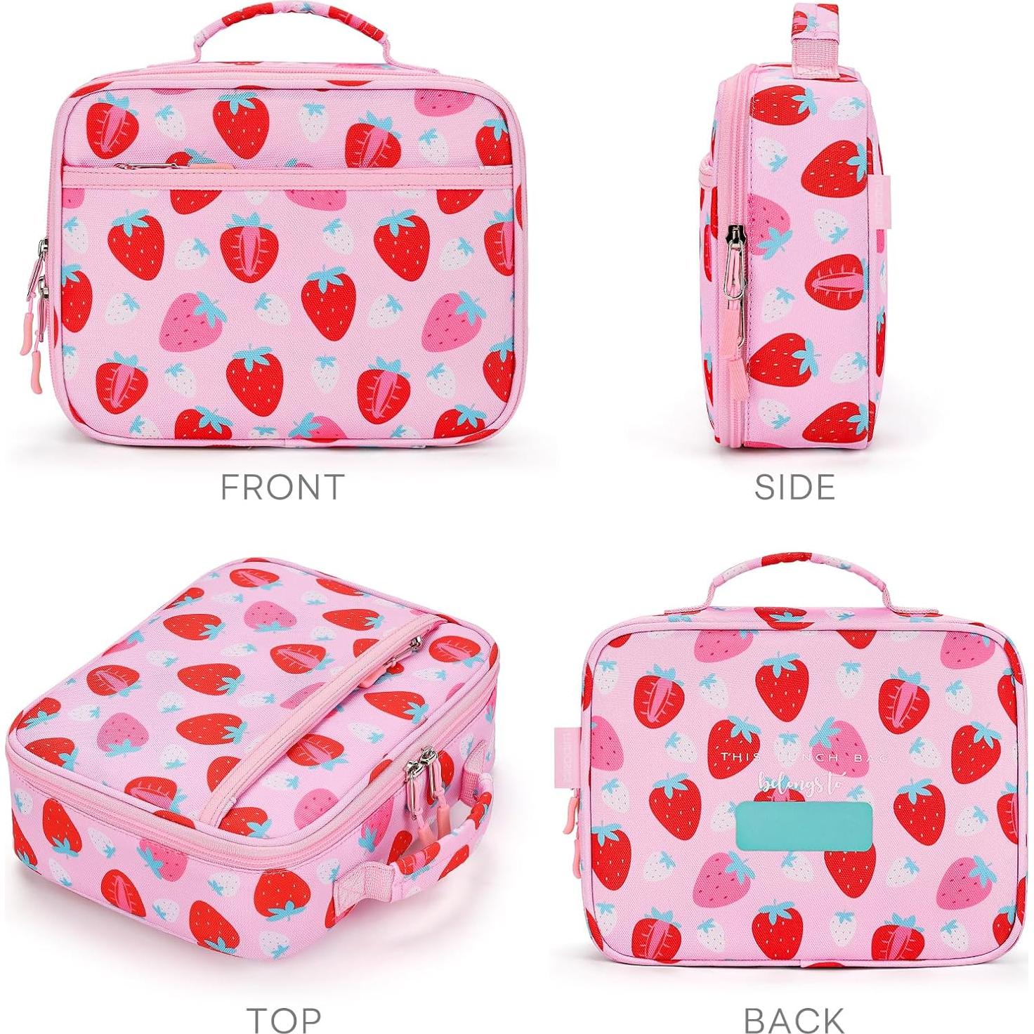 Caja de Almuerzo Aislada Mibasis para Niñas - Fresa Rosa 2.5L