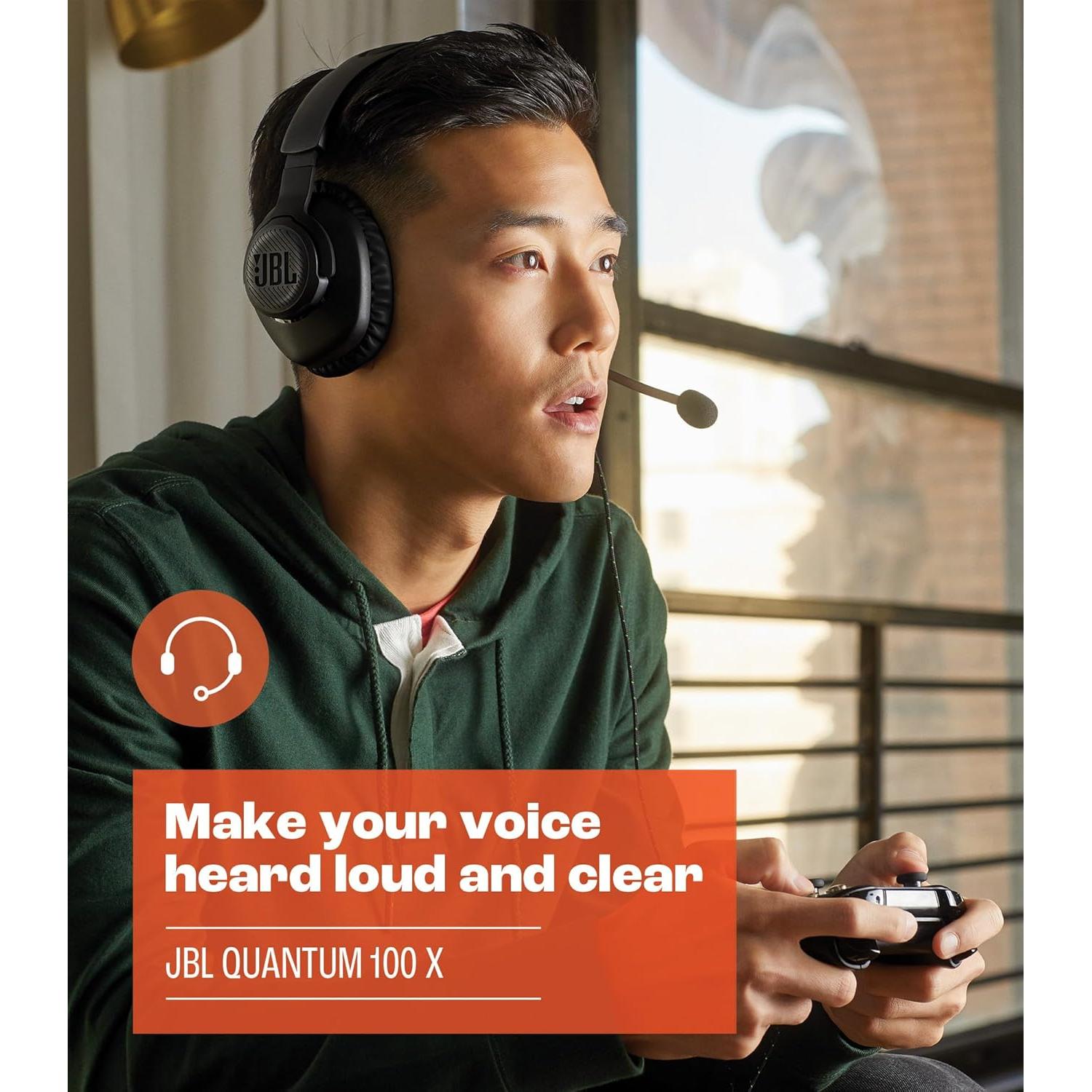 Auricular Gaming JBL Quantum 100X con Cable y Micrófono Desmontable