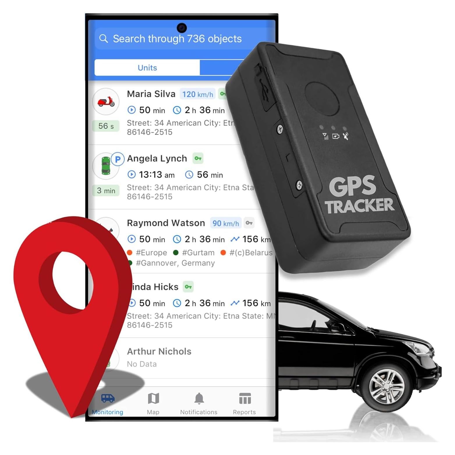 Rastreador GPS Magnético Gpsnvision para Vehículos - 1 Mes Batería