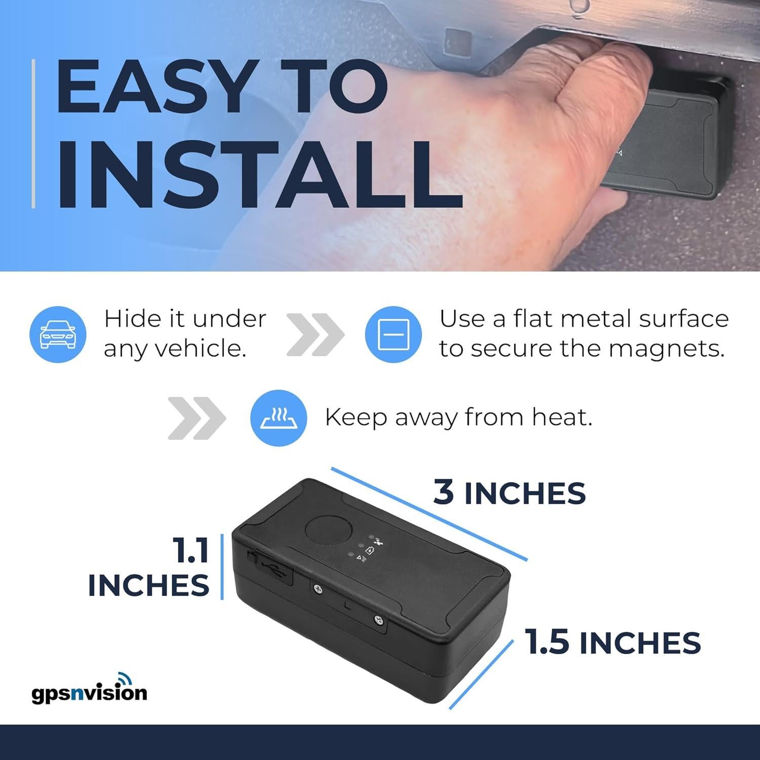 Rastreador GPS Magnético Gpsnvision para Vehículos - 1 Mes Batería