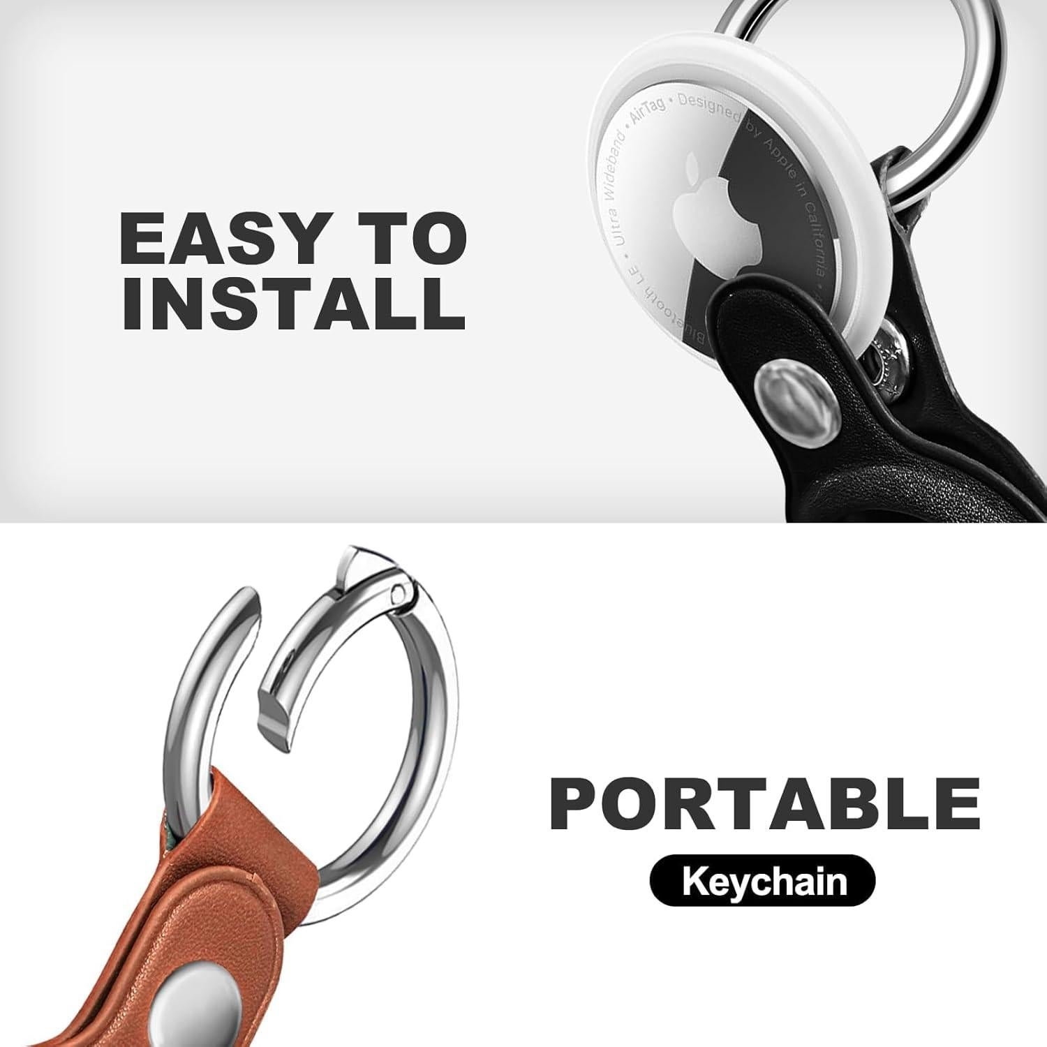 for Air Tag Keychain for Airtags Holder, Protective Leather for Airtags Case Tracker Cover with Air Tag Holder, for Airtag Key Ring Compatible with AirTag Dog Collar, Multi-Color