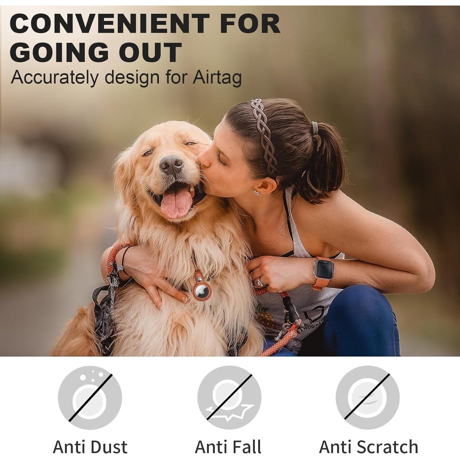 for Air Tag Keychain for Airtags Holder, Protective Leather for Airtags Case Tracker Cover with Air Tag Holder, for Airtag Key Ring Compatible with AirTag Dog Collar, Multi-Color