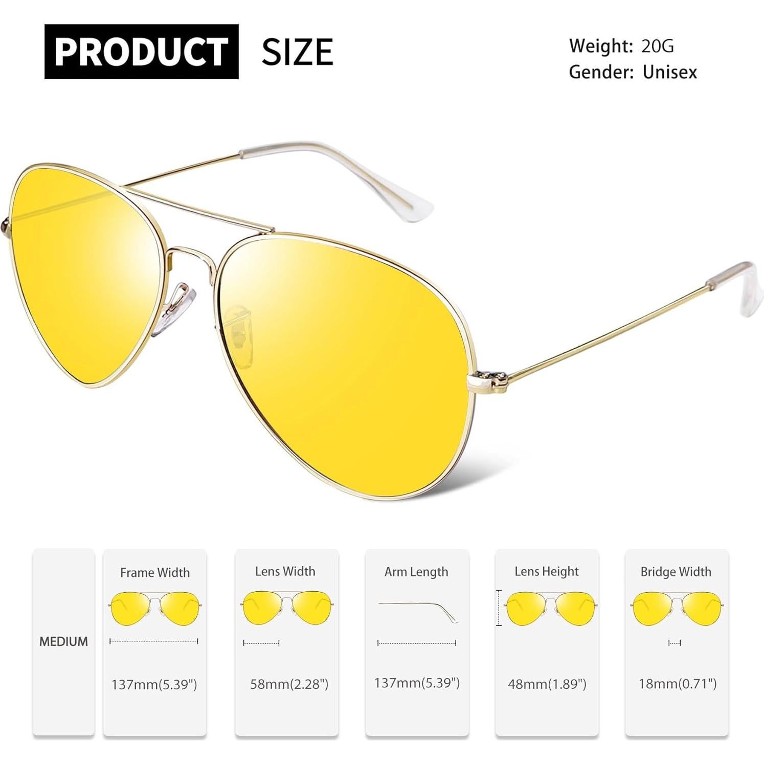 Gafas de sol Joopin aviación UV400 doradas amarillas