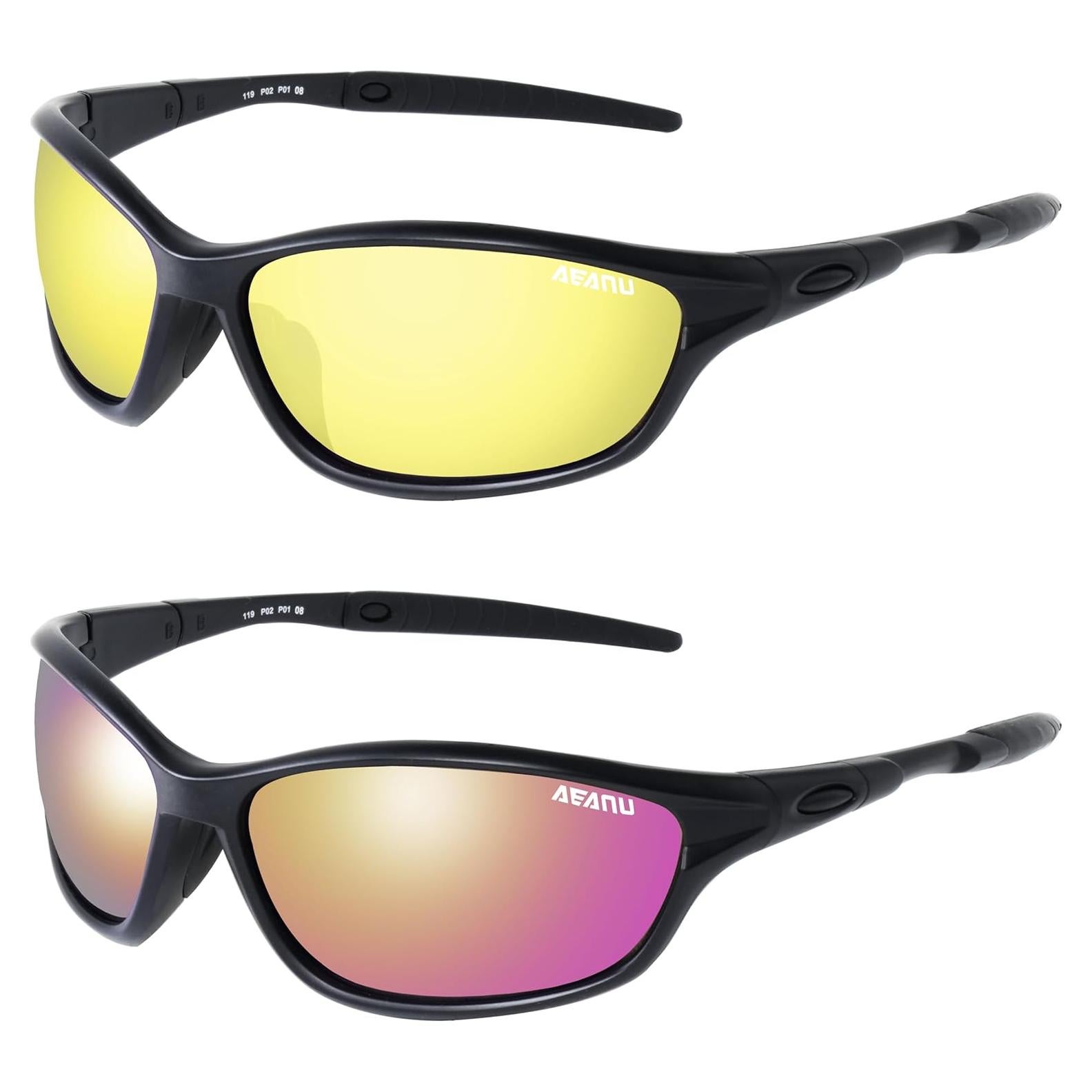 Gafas de Sol Deportivas UV400 Unisex Amarillo/Negro-Rojo