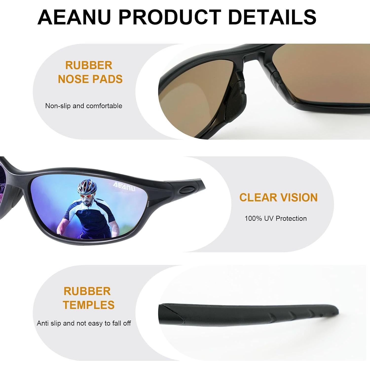 Gafas de Sol Deportivas UV400 Unisex Amarillo/Negro-Rojo