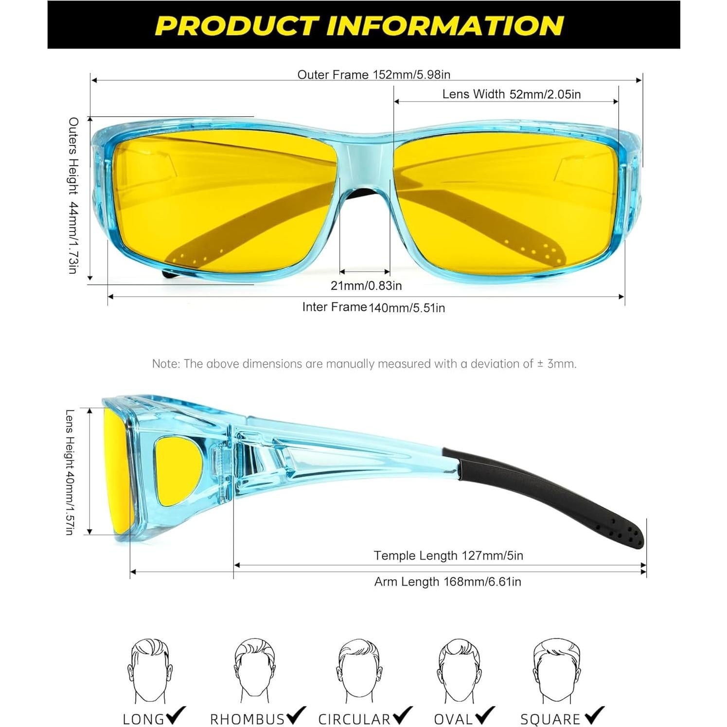 Gafas de Sol Polarizadas HD sobre Gafas para Hombres y Mujeres