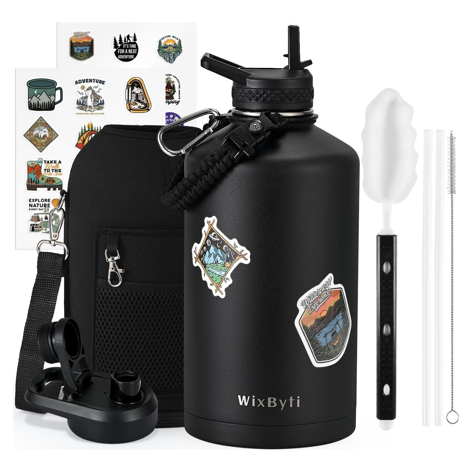 Botella de Agua Aislada WixByti 128oz Acero Inoxidable