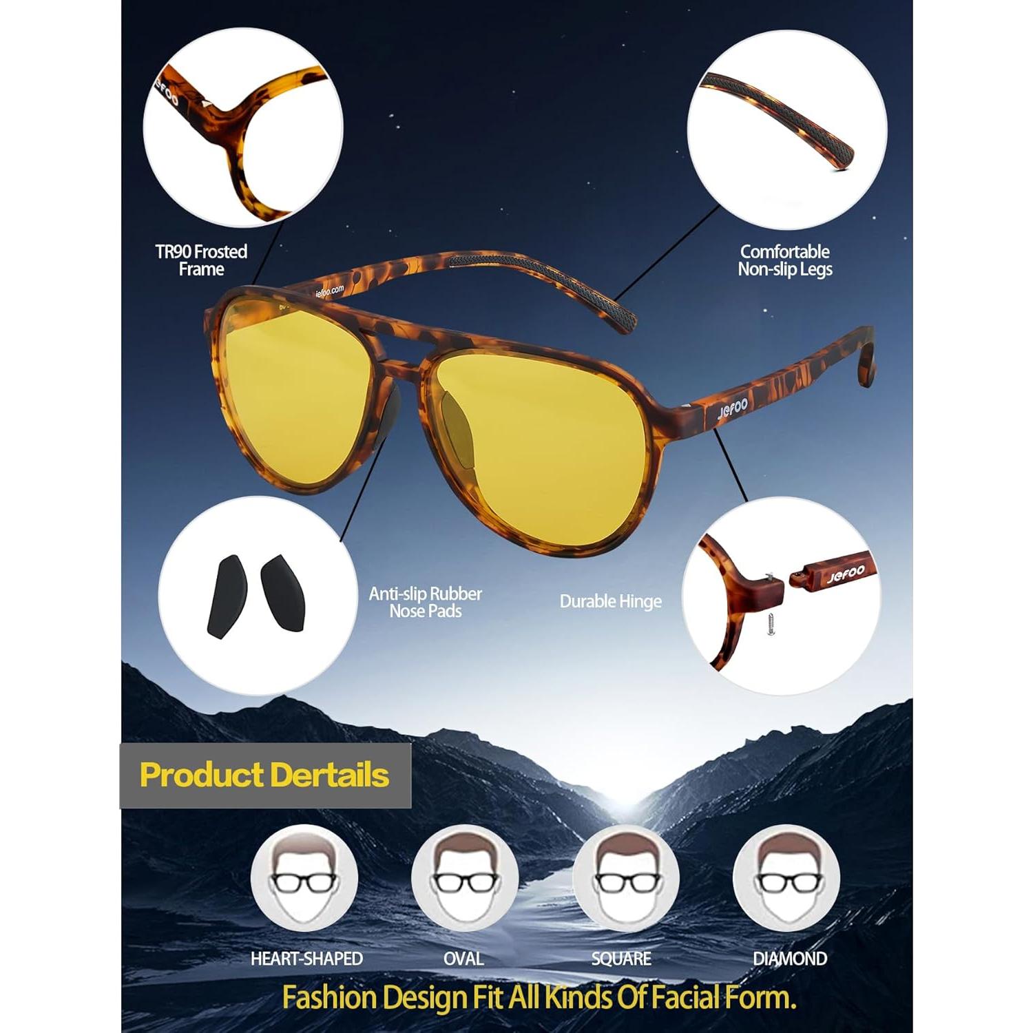 Gafas de Visión Nocturna Jefoo Antirreflejo Lentes Amarillos