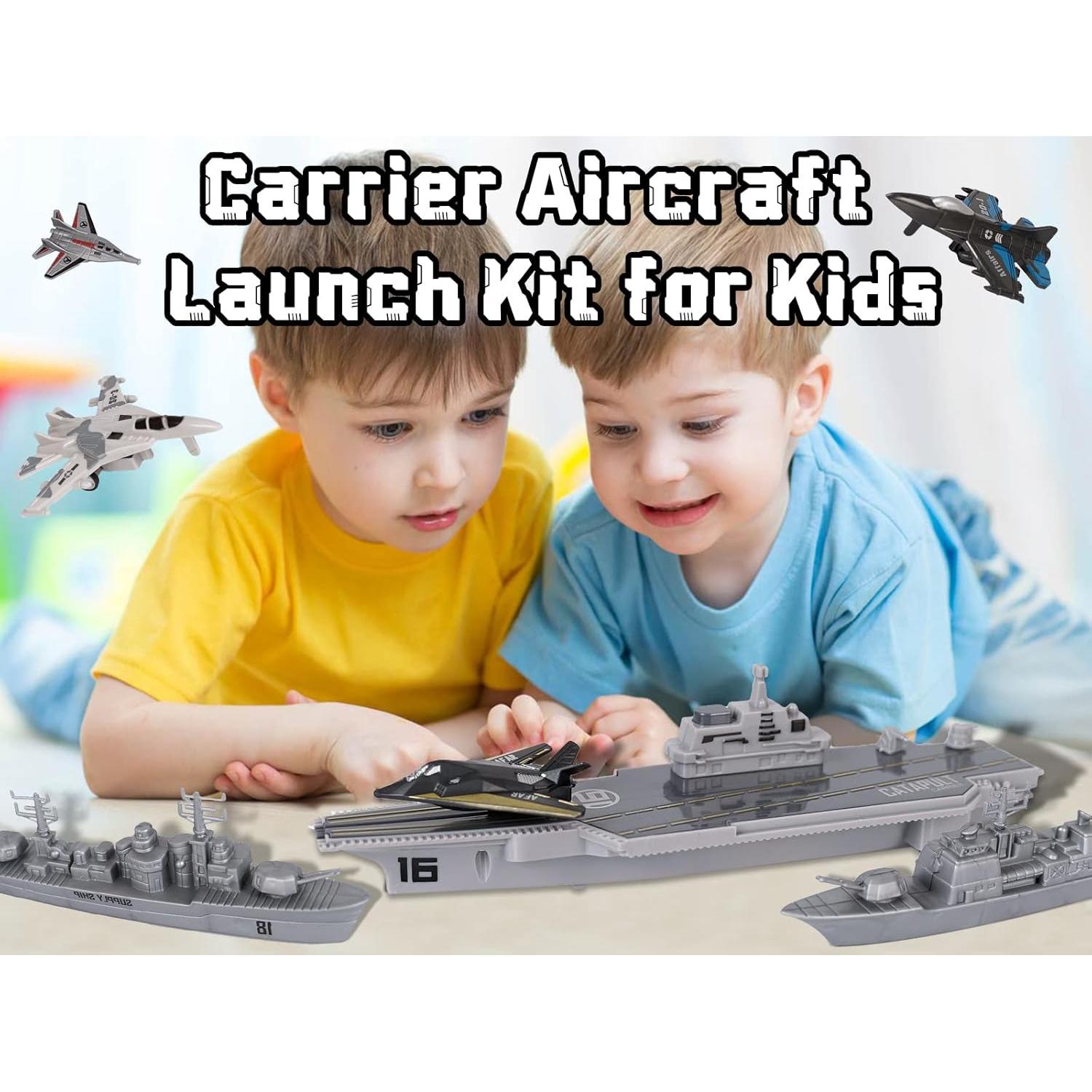 Portaaviones Militar Crelloci con Aviones de Combate Juguete