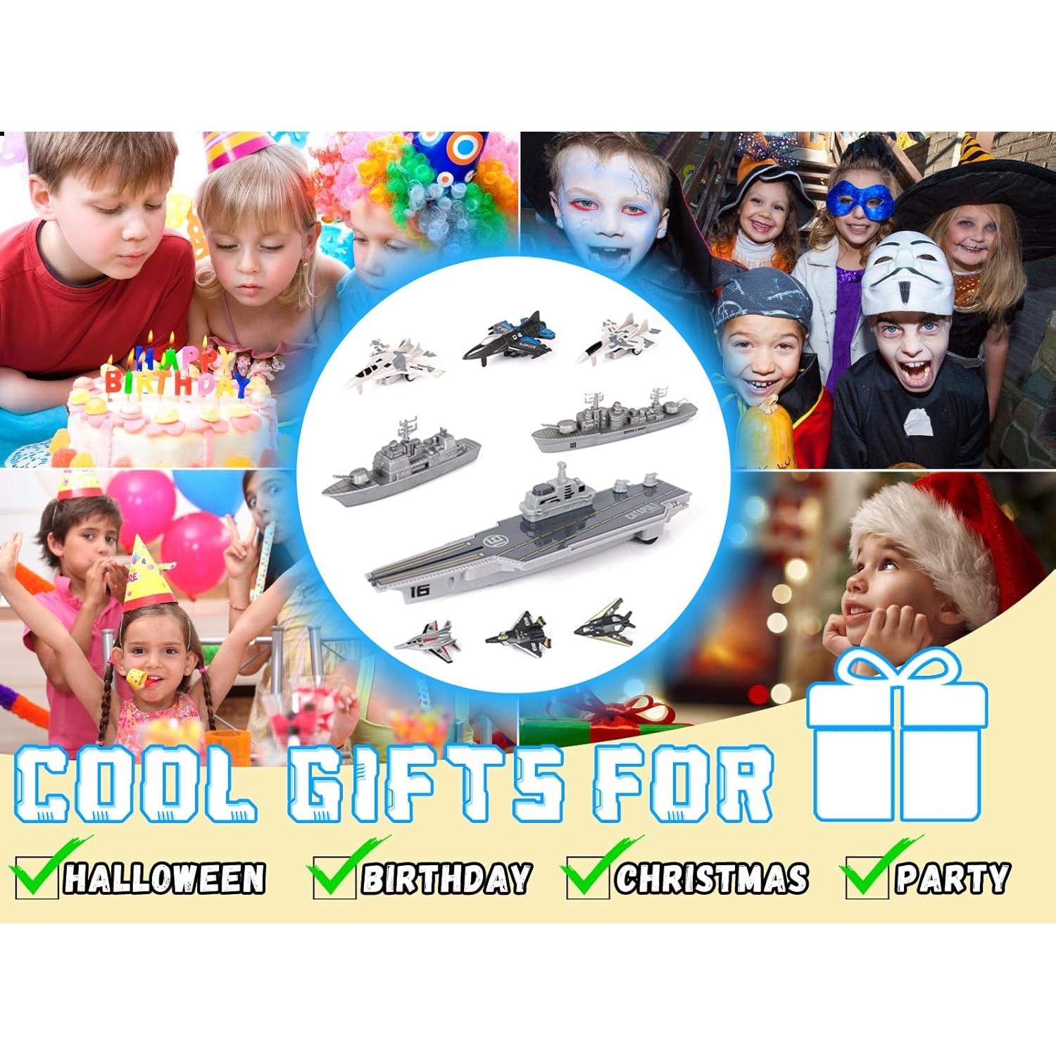 Portaaviones Militar Crelloci con Aviones de Combate Juguete