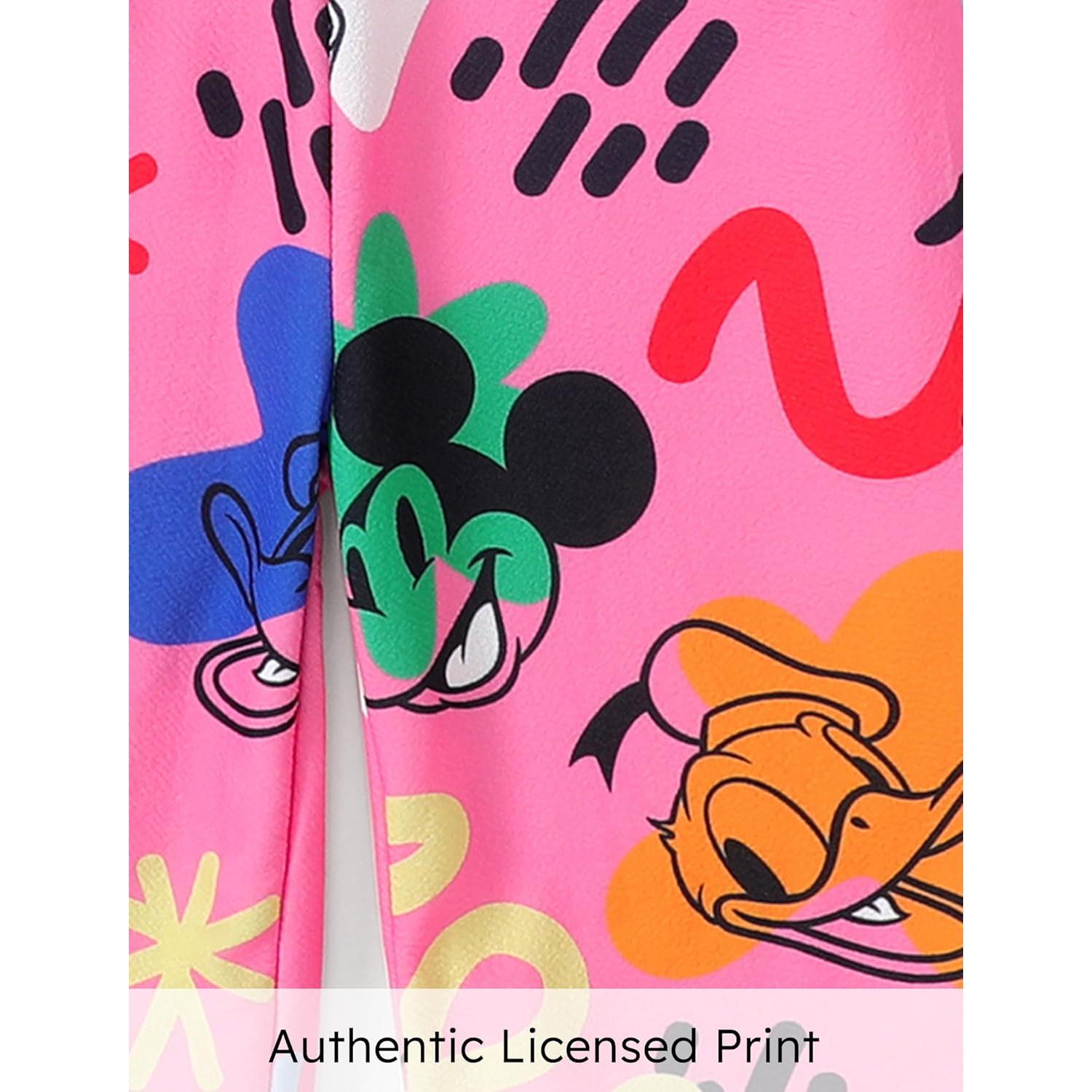 Disney Frozen Elsa Princess Mickey Mouse Toddler Girl Romper Sleeveless Bowknot Character Doodle Print Jumpsuit 3-10 Years