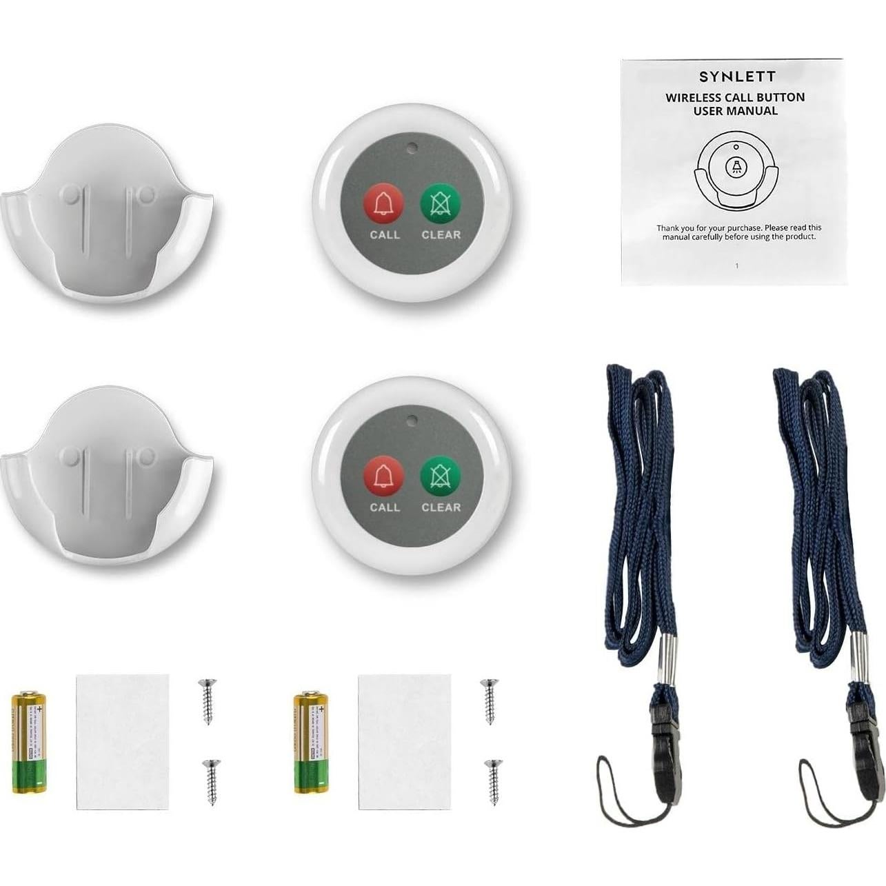 Botones de Llamada Inalámbricos SYNLETT 2 PCS Blanco