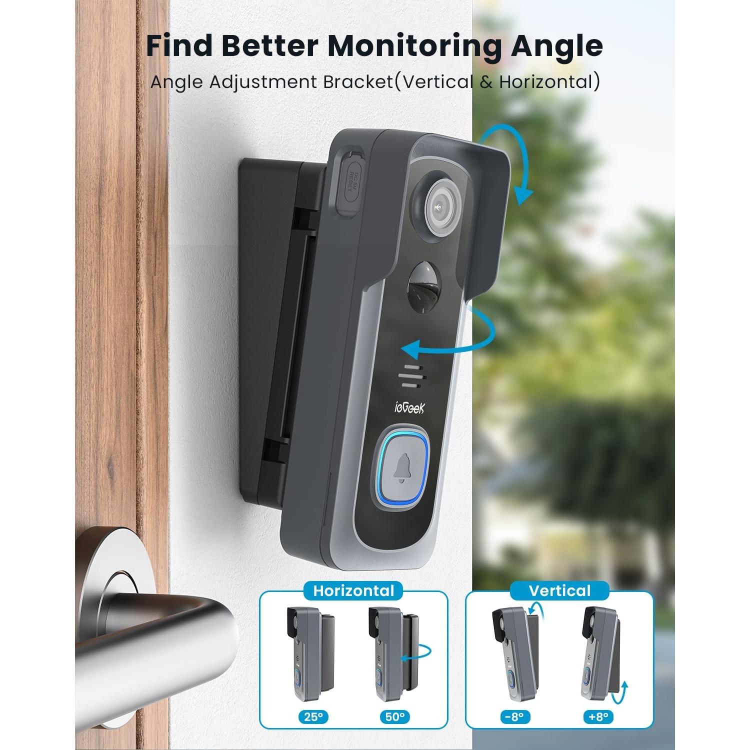 Cámara de Timbre Inalámbrica ieGeek Bell J1 2K con Audio