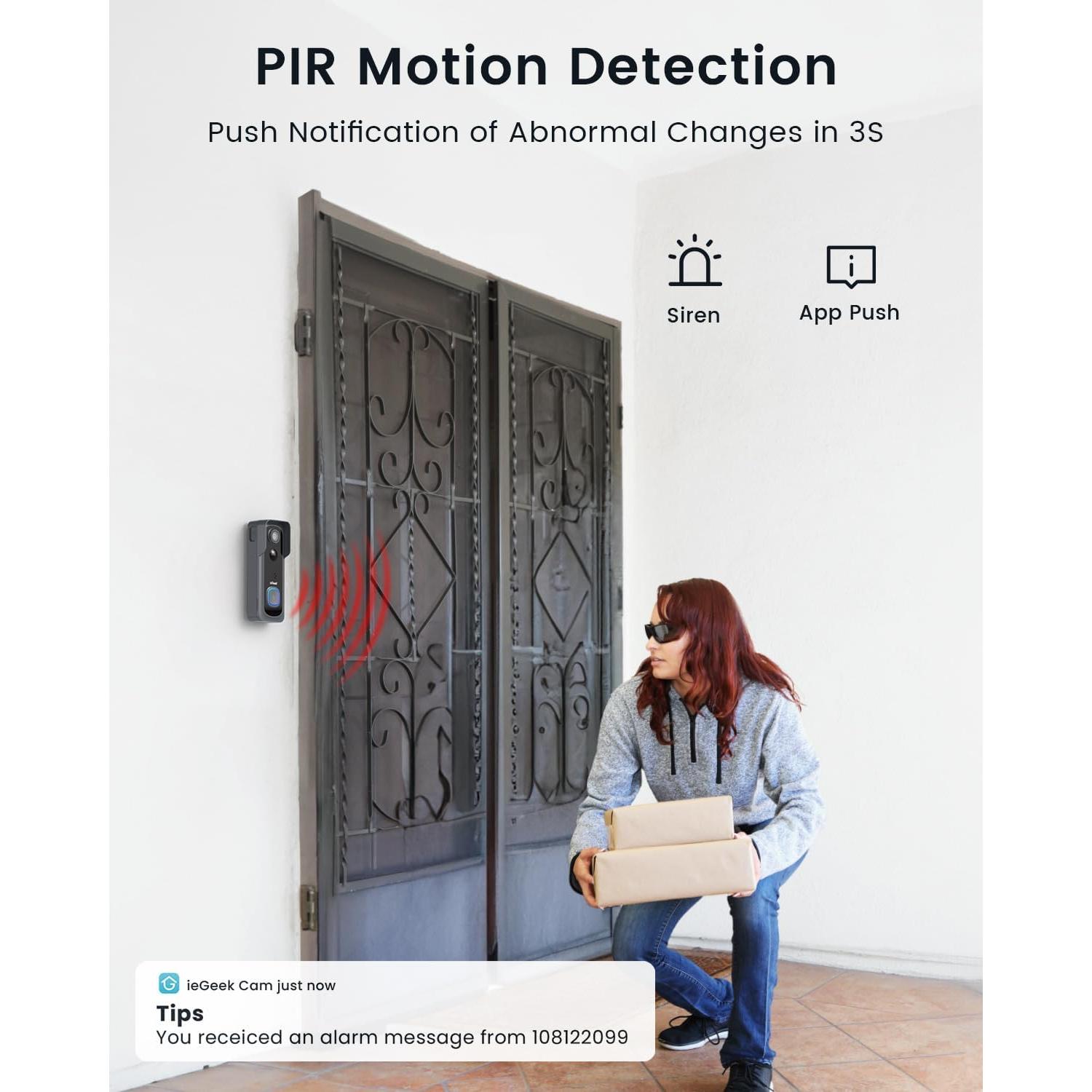 Cámara de Timbre Inalámbrica ieGeek Bell J1 2K con Audio