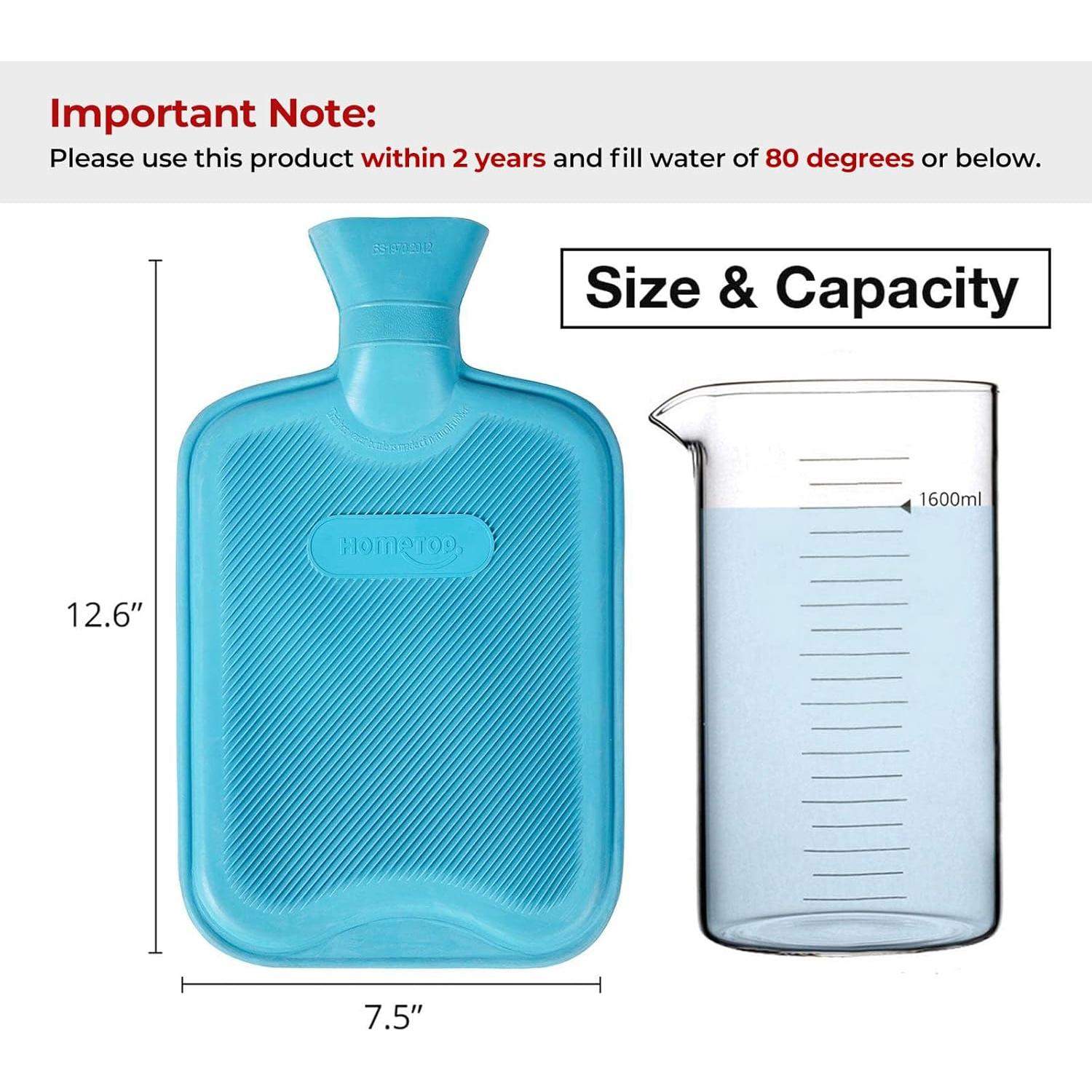 Botella de Agua Caliente HomeTop 2L con Funda de Mono Azul