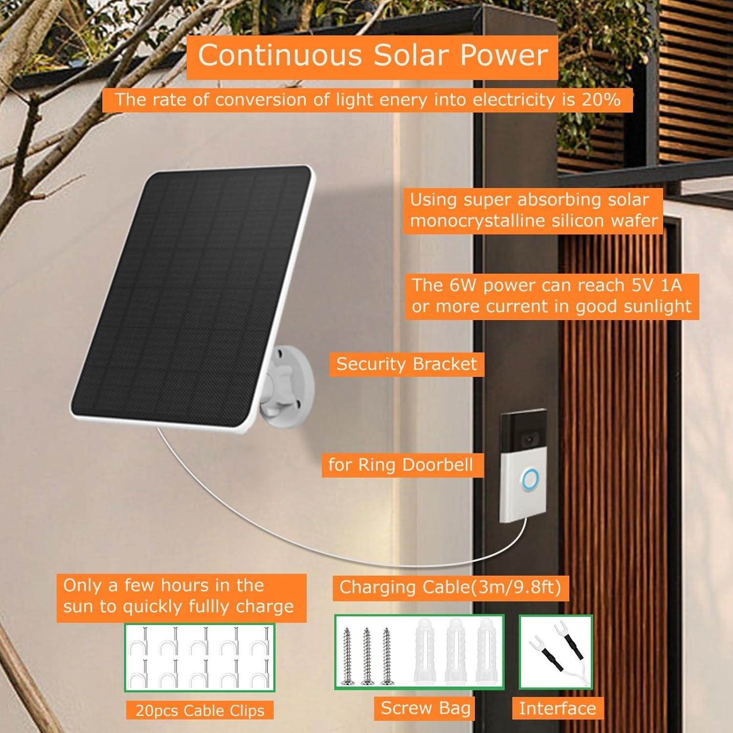 Panel Solar 6W Rhorawill para Timbre Ring - Impermeable